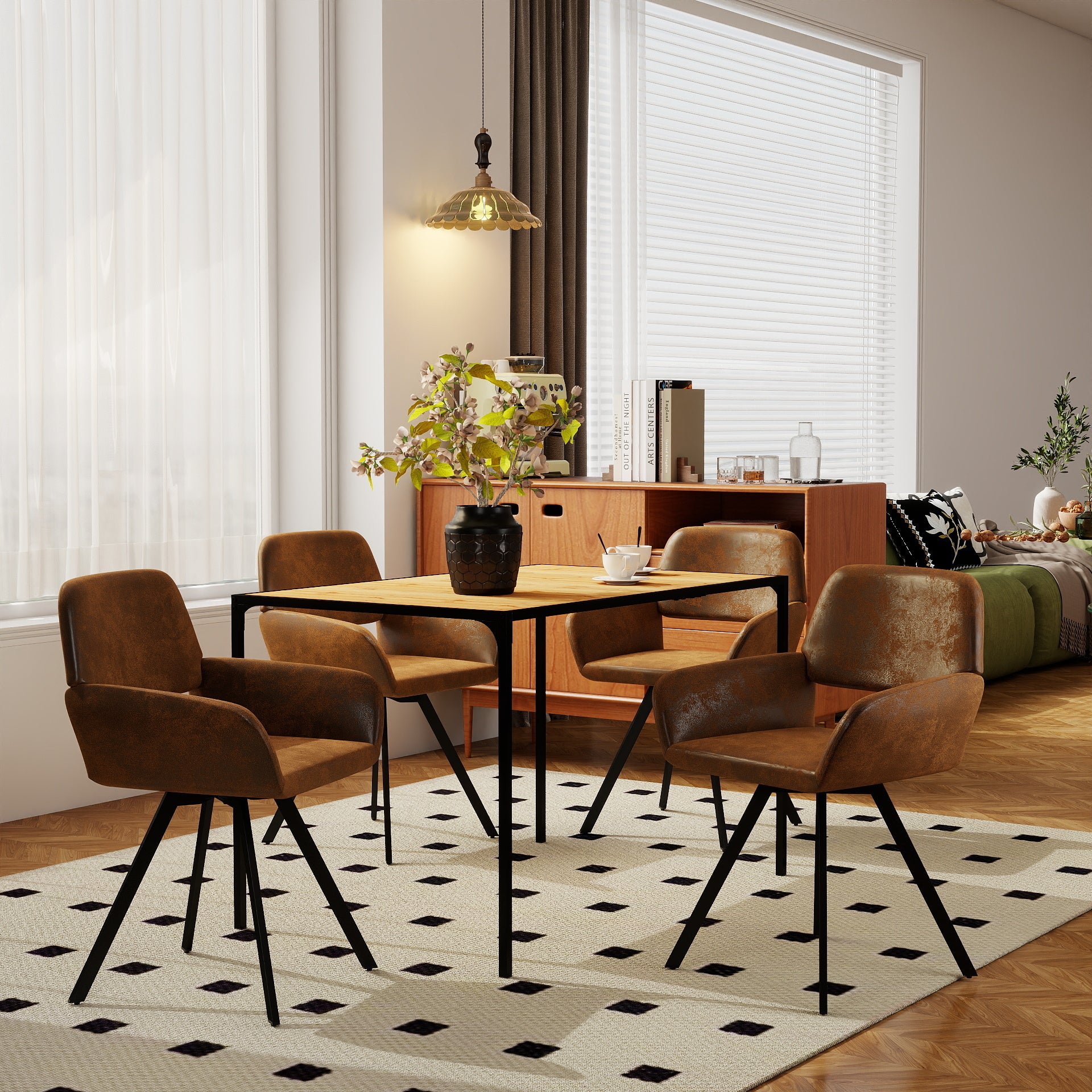 Milliken 5 Piece Dining Table Set with 4 California Upholstered Chairs