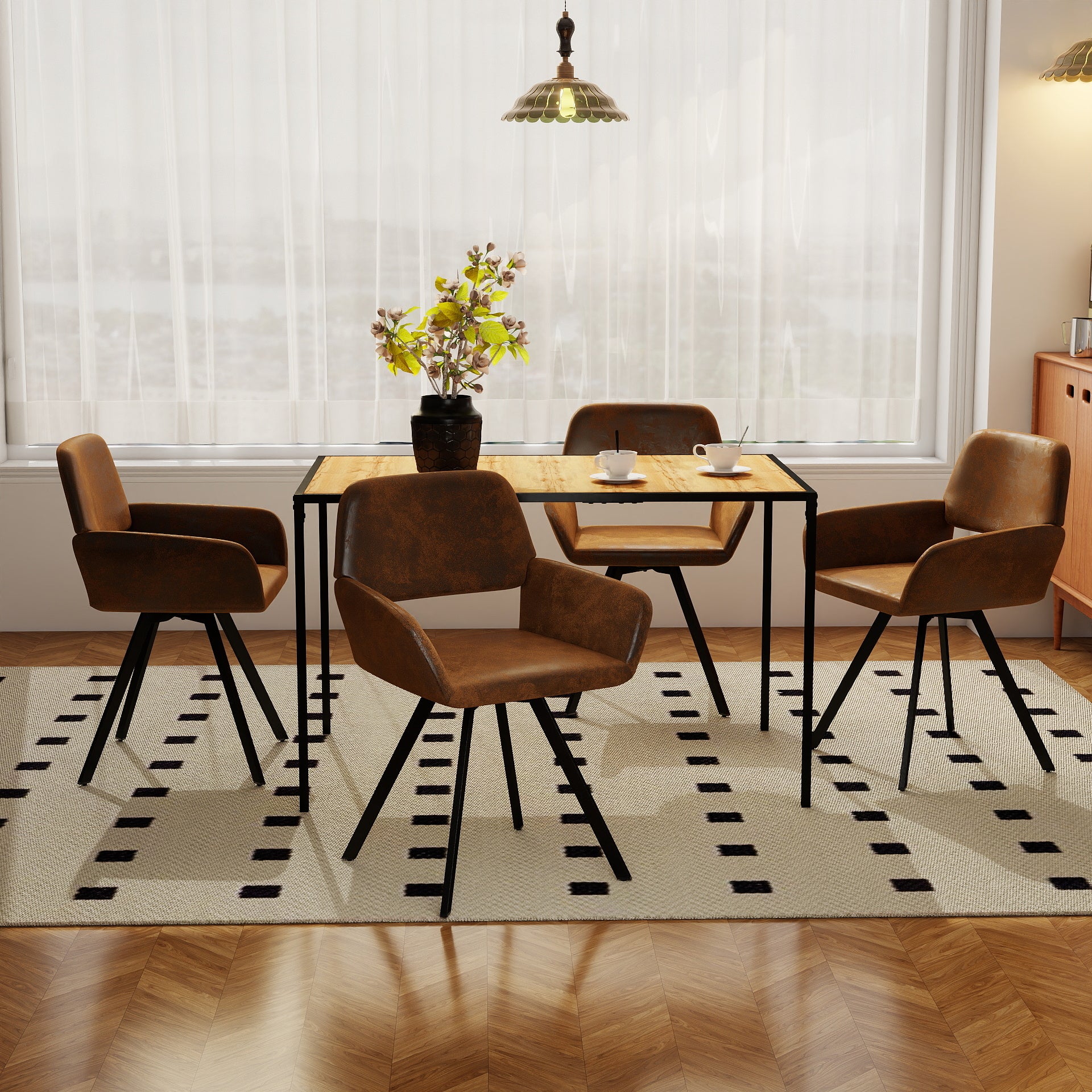 Milliken 5 Piece Dining Table Set with 4 California Upholstered Chairs
