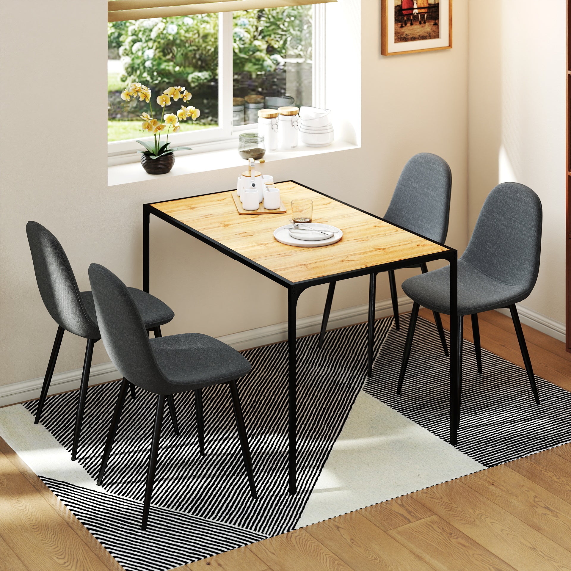 Milliken 5 Piece Dining Table Set with 4 Charlton Upholstered Chairs