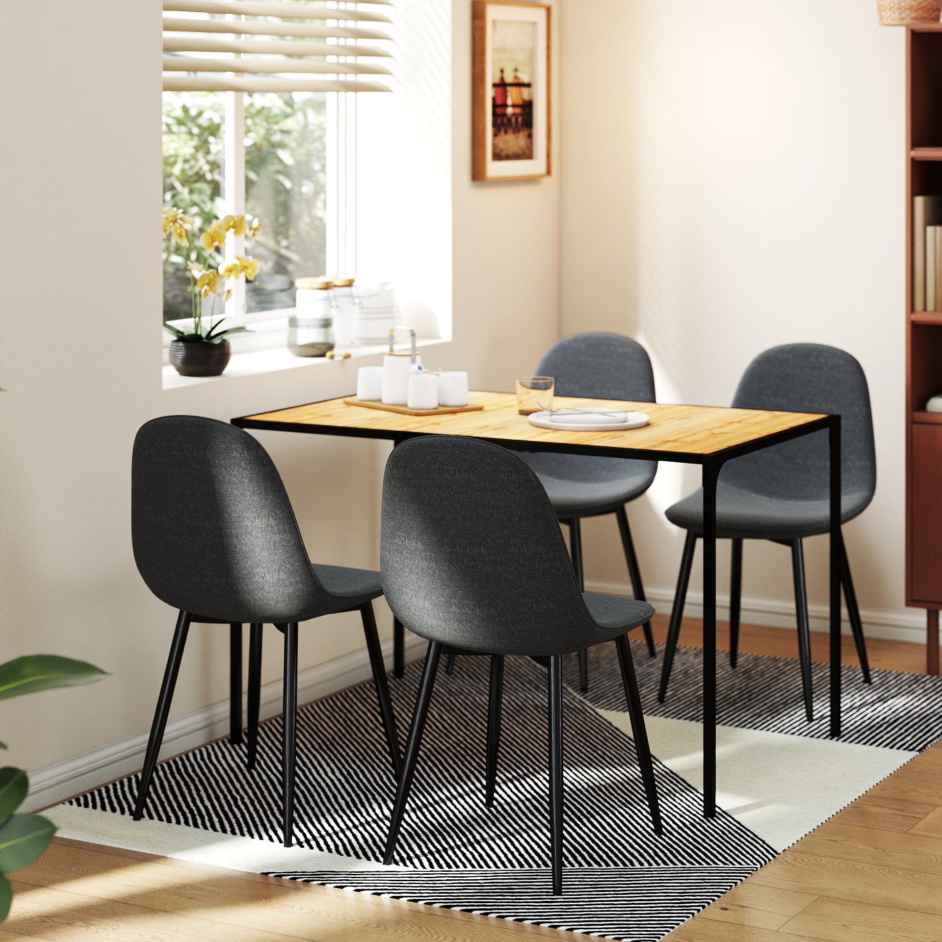 Milliken 5 Piece Dining Table Set with 4 Charlton Upholstered Chairs