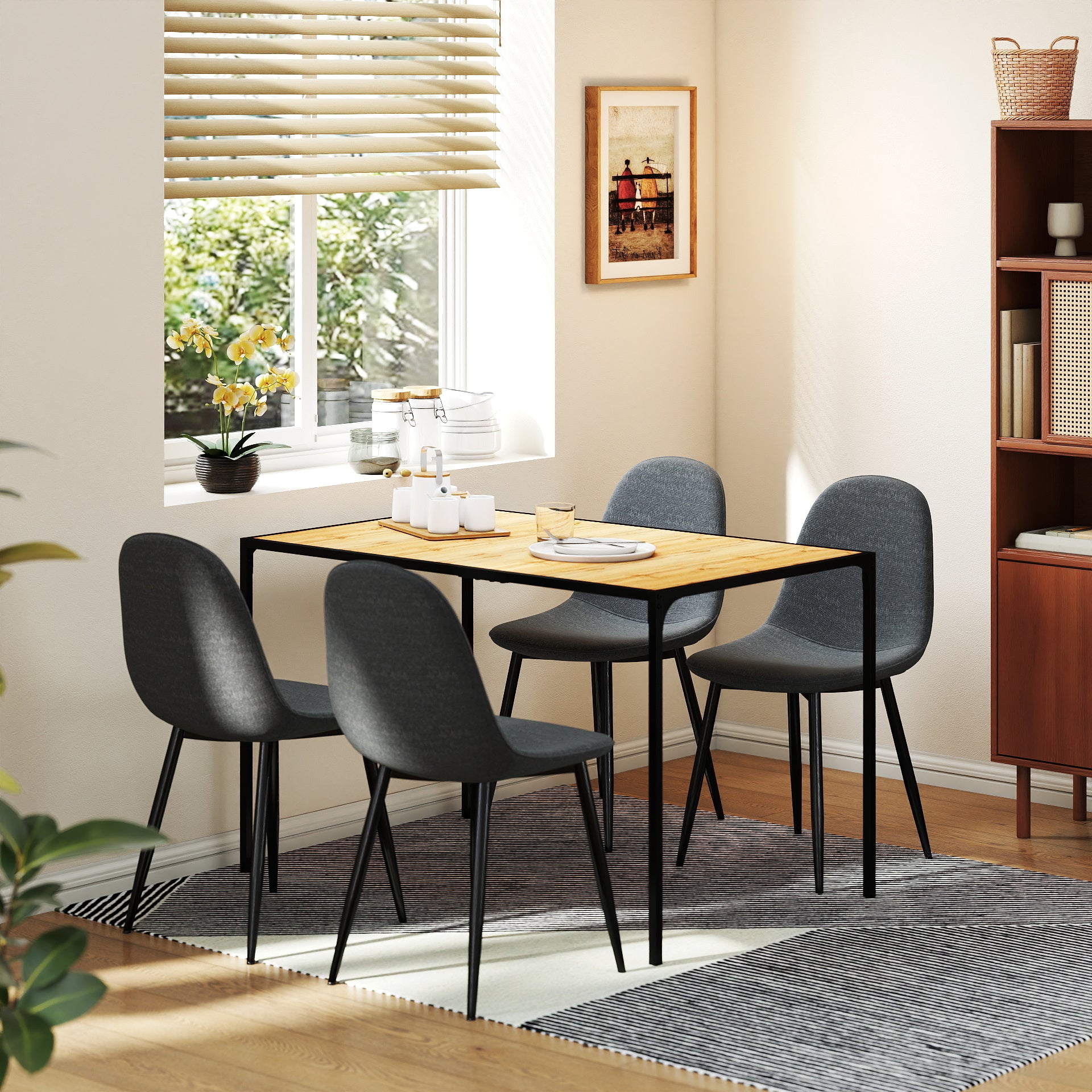 Milliken 5 Piece Dining Table Set with 4 Charlton Upholstered Chairs