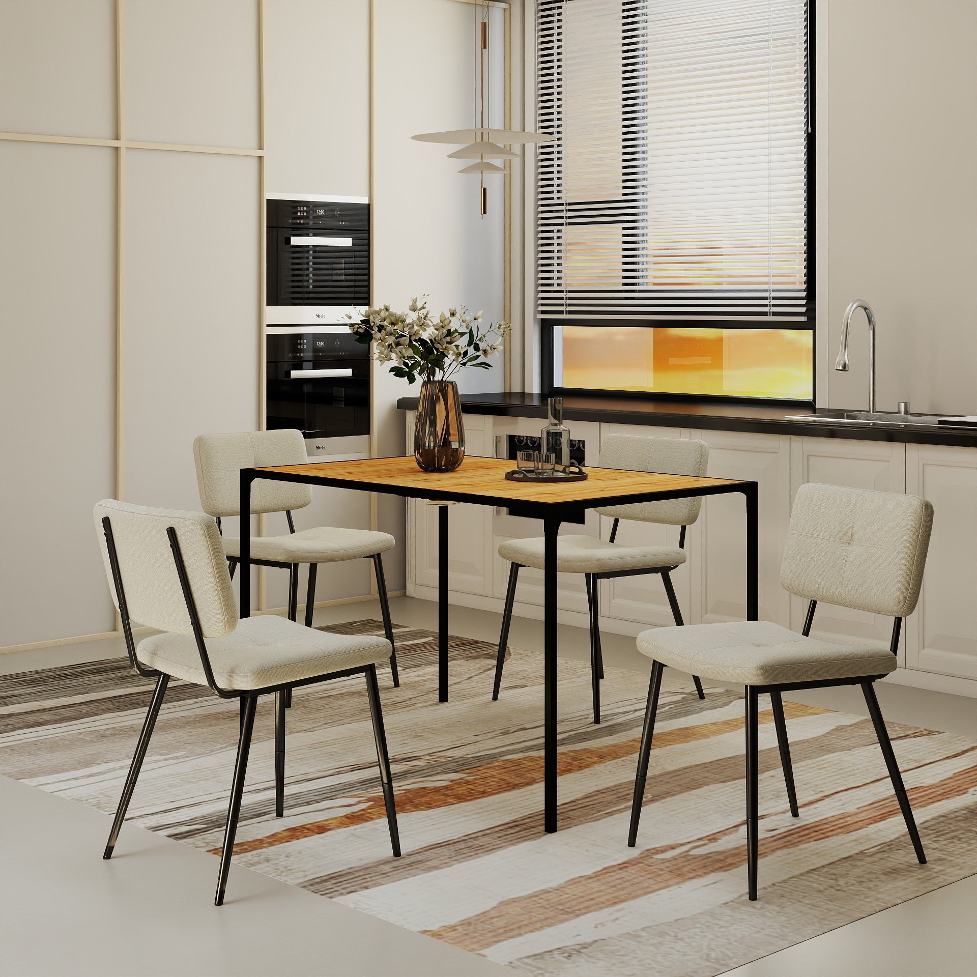 Milliken 5 Piece Dining Table Set with 4 Pomona Upholstered Chairs