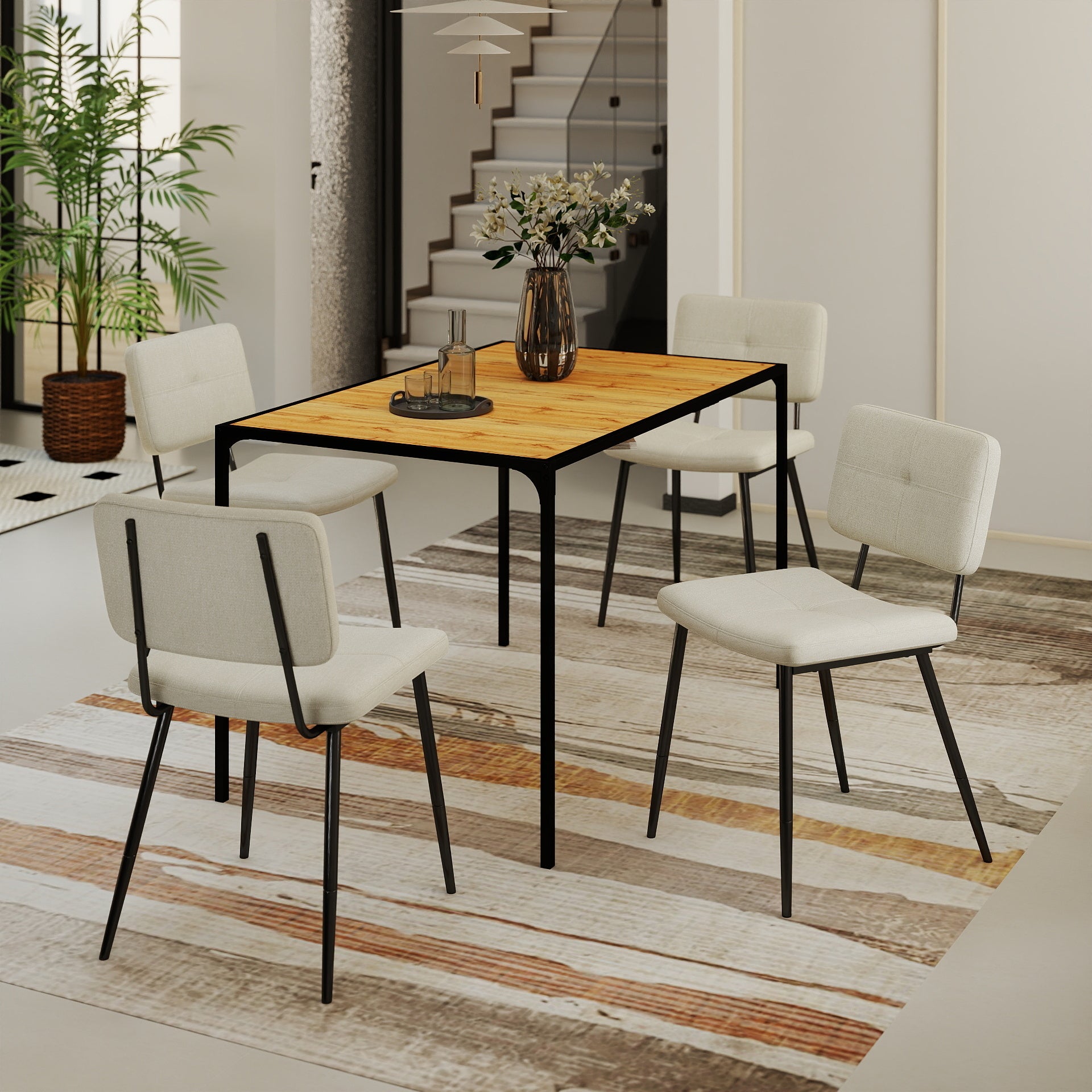 Milliken 5 Piece Dining Table Set with 4 Pomona Upholstered Chairs