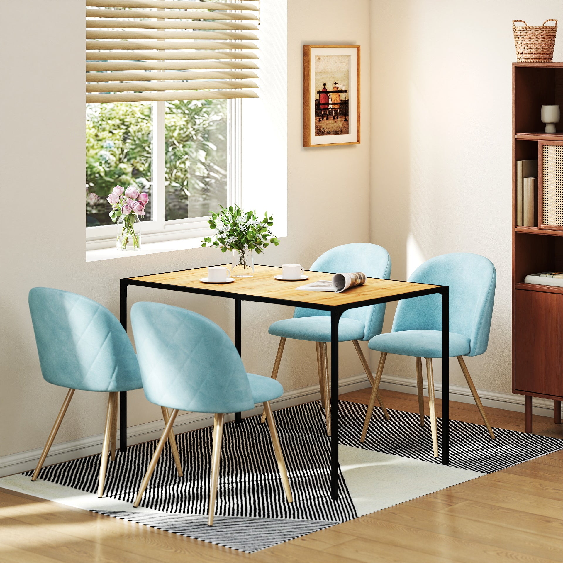 Milliken 5 Piece Dining Table Set with 4 Puzd Upholstered Chairs