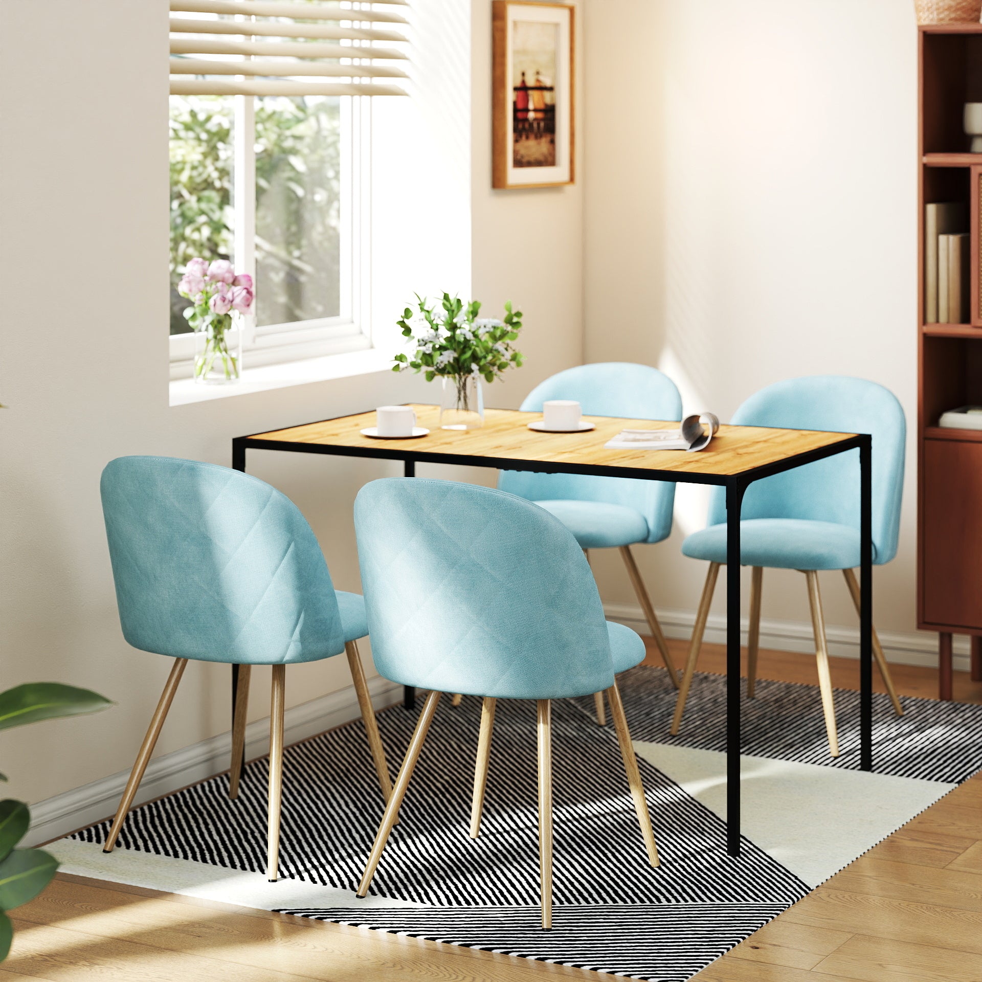 Milliken 5 Piece Dining Table Set with 4 Puzd Upholstered Chairs