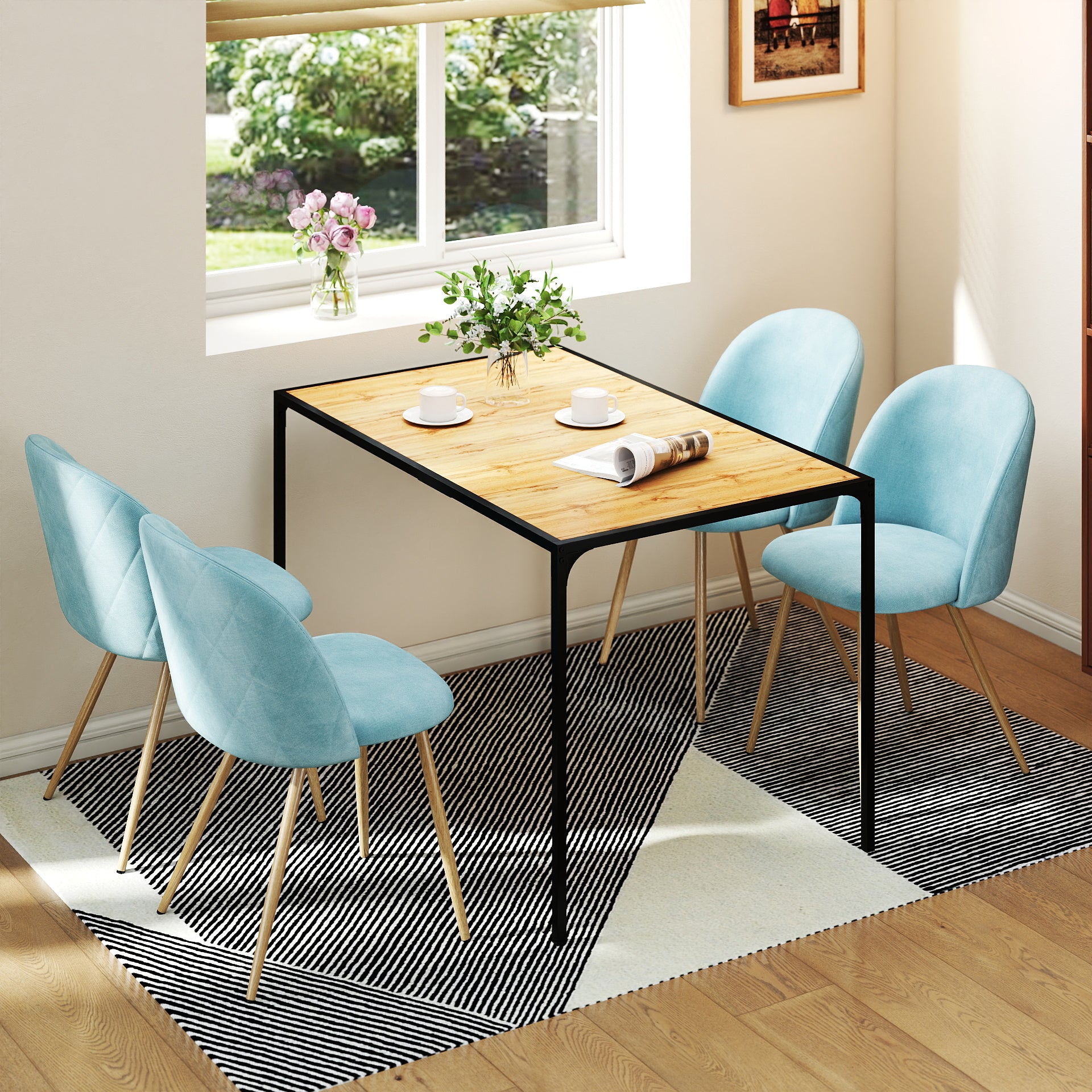 Milliken 5 Piece Dining Table Set with 4 Puzd Upholstered Chairs