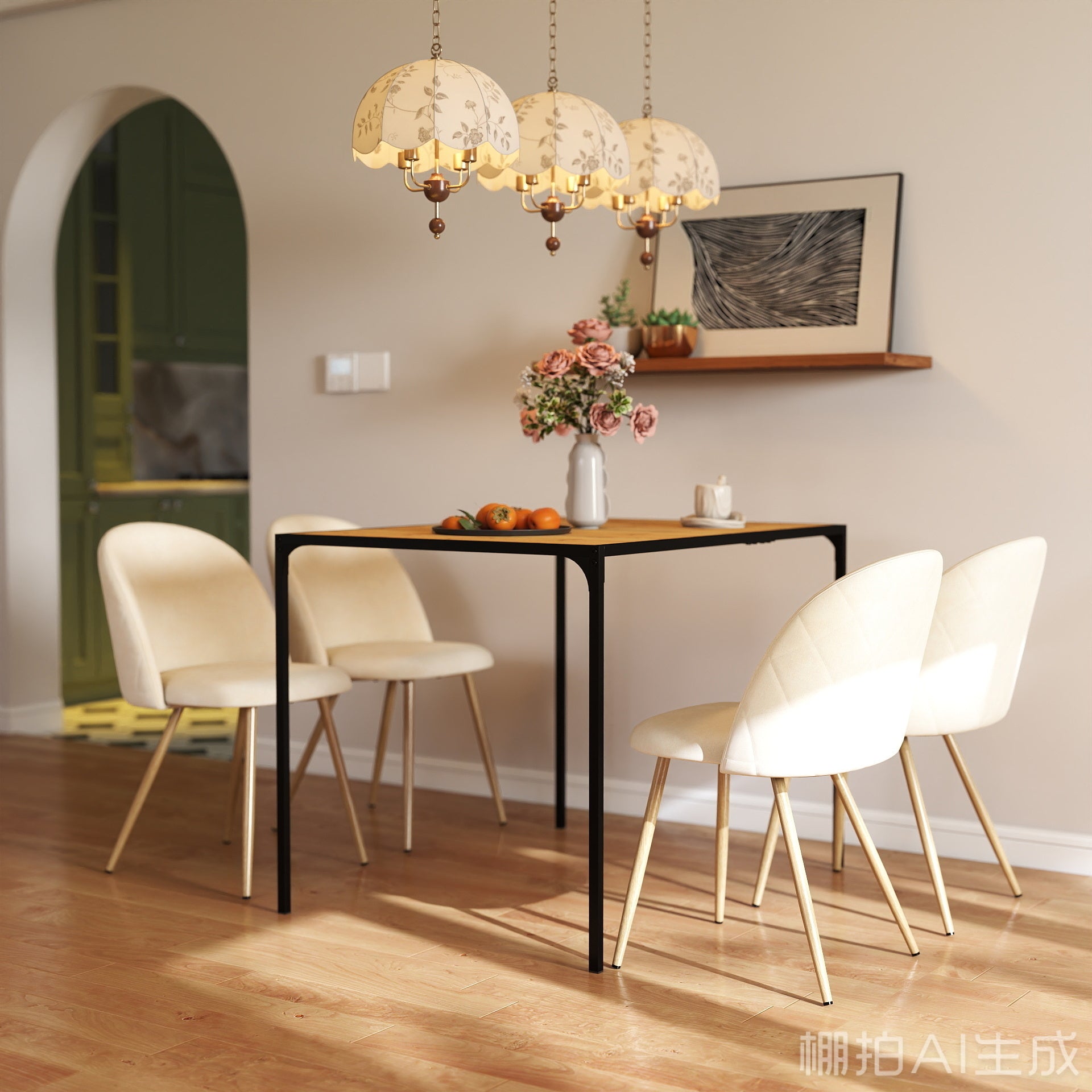 Milliken 5 Piece Dining Table Set with 4 Puzd Upholstered Chairs