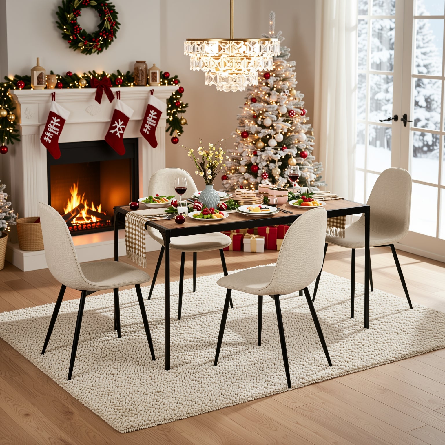 Milliken Industrial 47" Walnut Rectangluar Dining Table