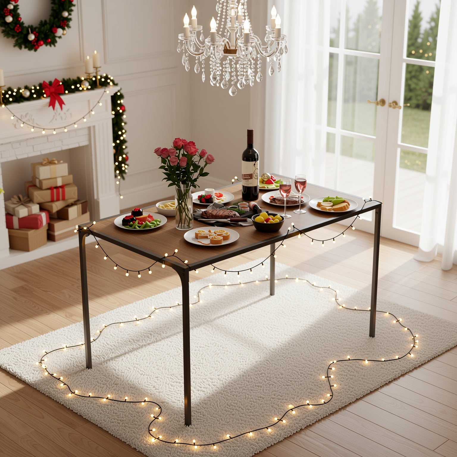 Milliken Industrial 47" Walnut Rectangluar Dining Table