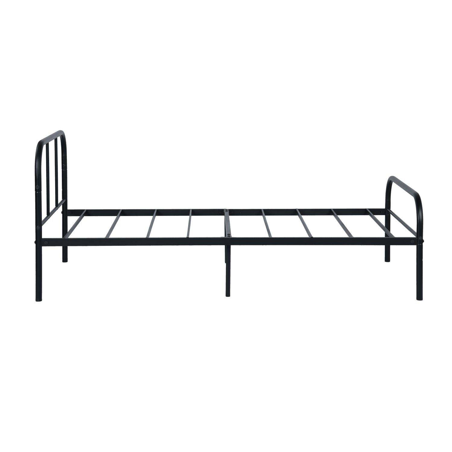 MILO Twin Metal Bed Frame with Headboard and Footboard Steel Slats No Box Spring Black