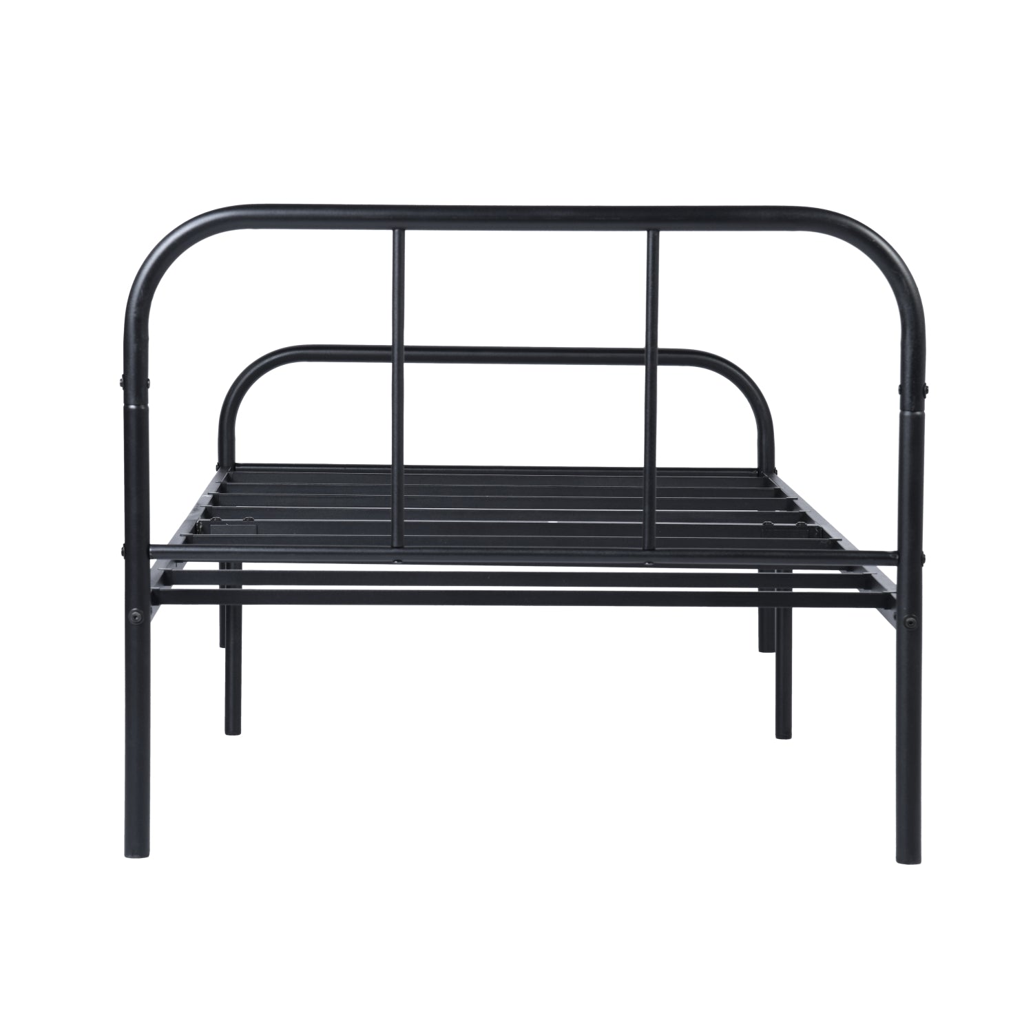 MILO Twin Metal Bed Frame with Headboard and Footboard Steel Slats No Box Spring Black