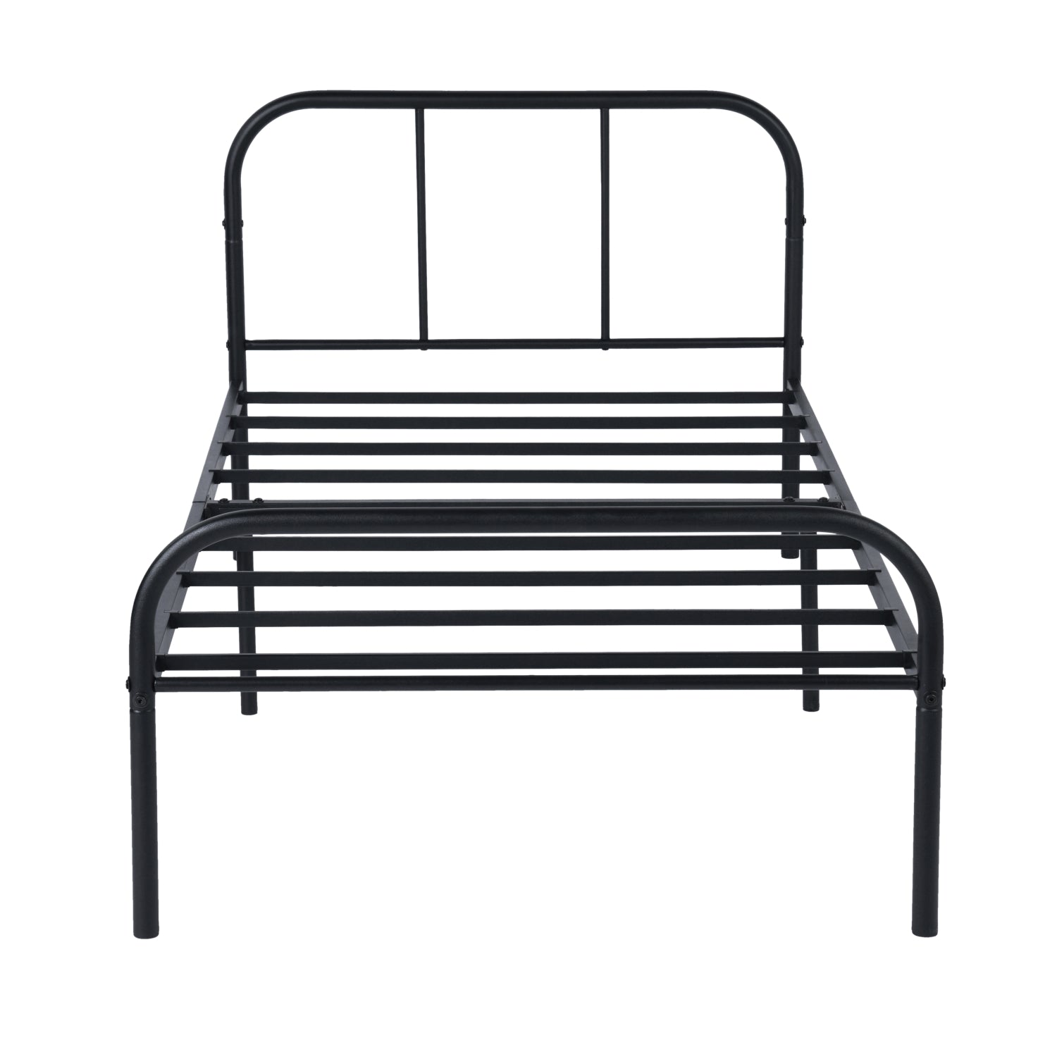MILO Twin Metal Bed Frame with Headboard and Footboard Steel Slats No Box Spring Black