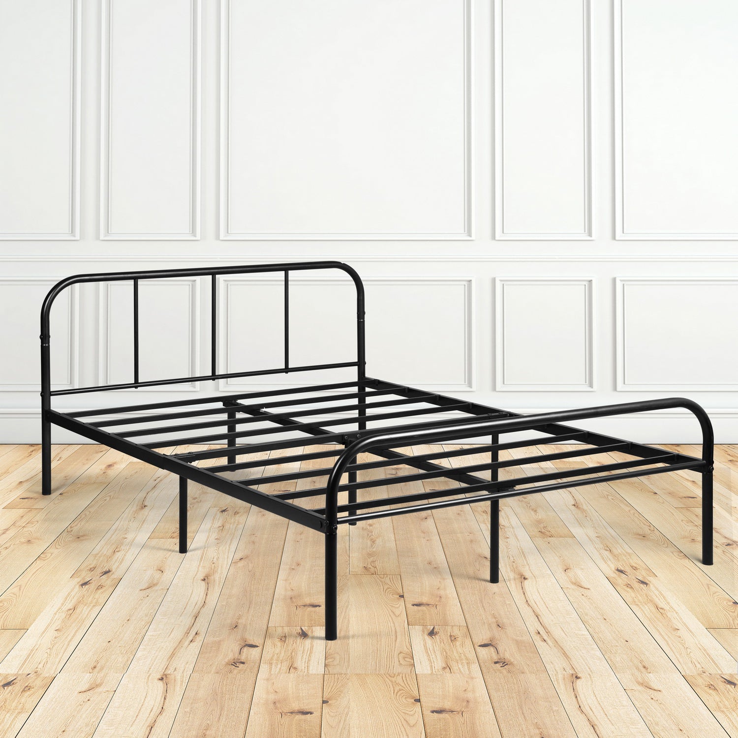 Homy Casa MILO Full Size Metal Bed Frame Matte Black Platform Bed Minimal Industrial Style