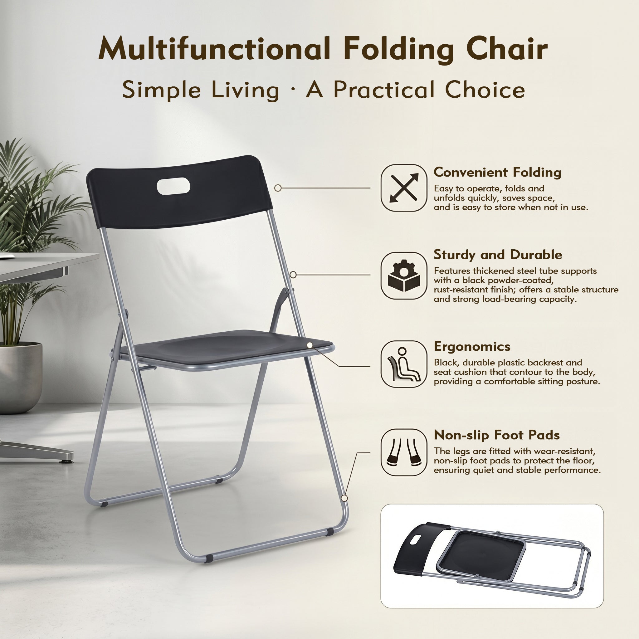 Homy Casa Mimosa 6PC Plastic Folding Chairs