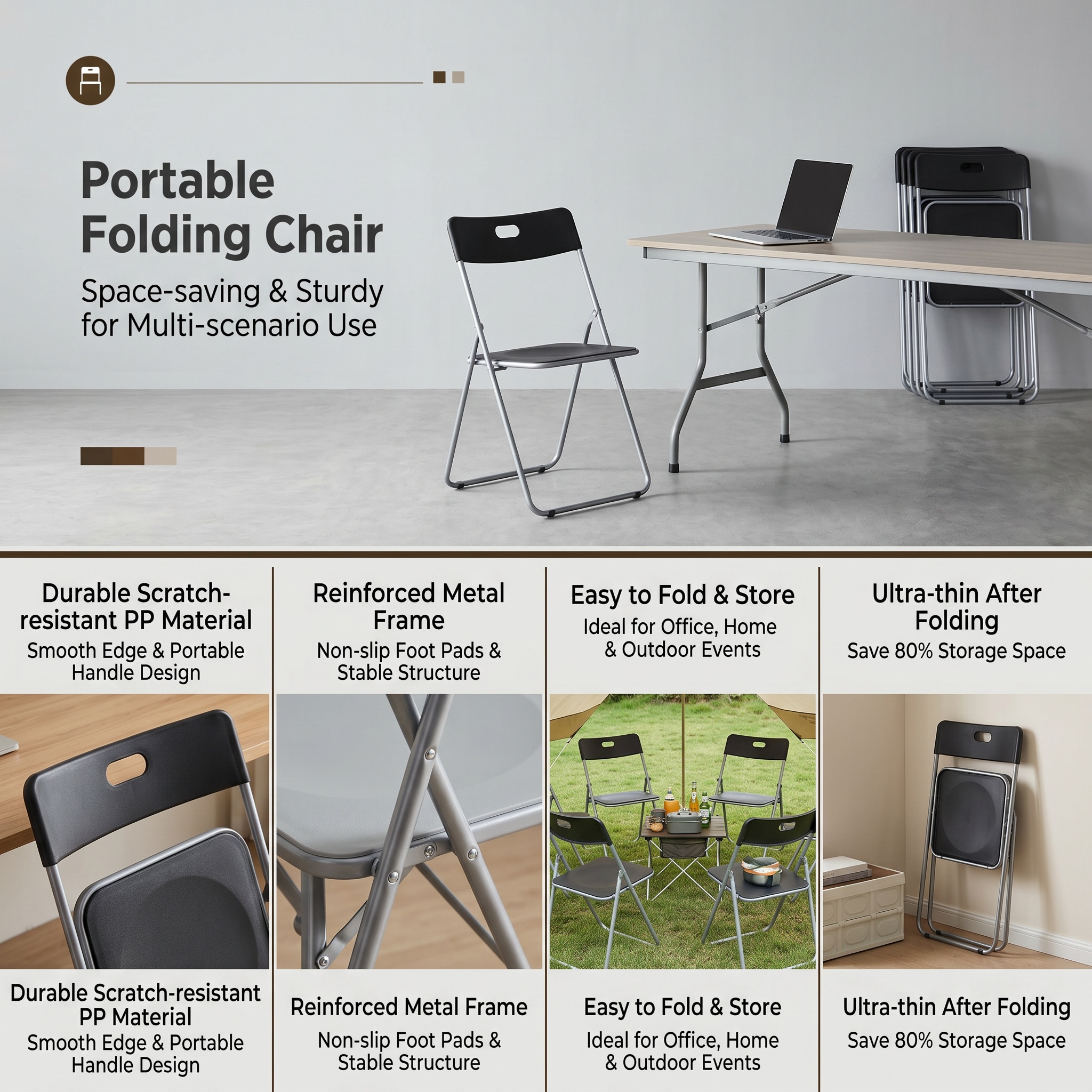 Homy Casa Mimosa 6PC Plastic Folding Chairs