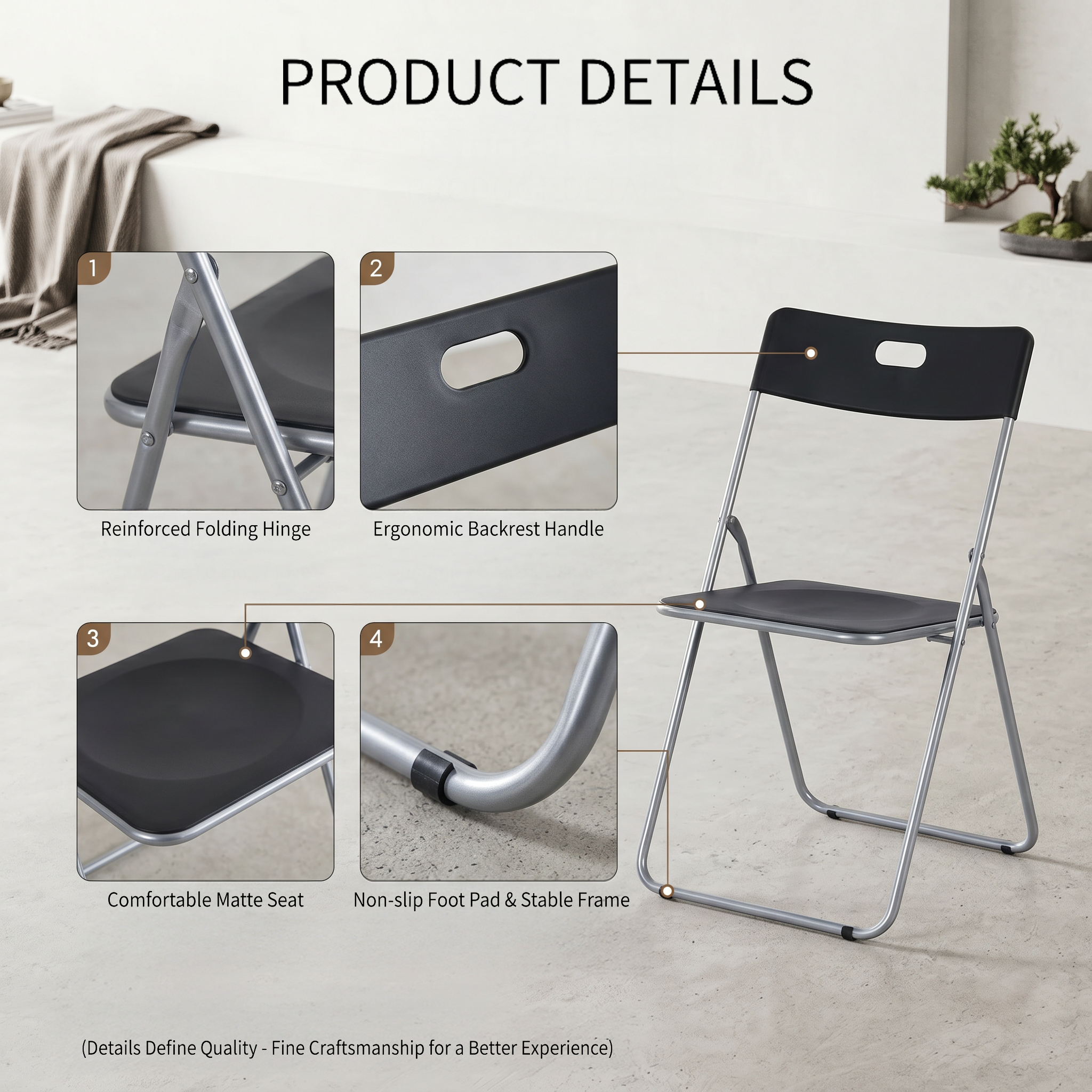 Homy Casa Mimosa 6PC Plastic Folding Chairs