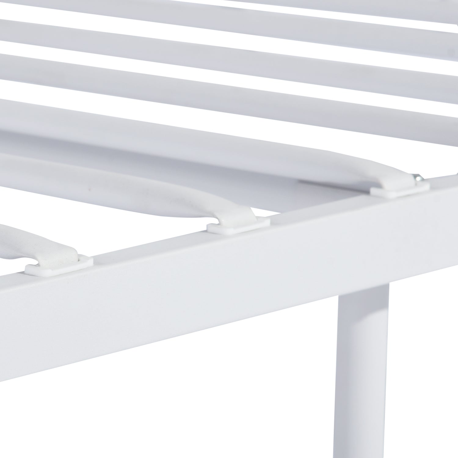 Homy Casa MIQUEL Single White Metal Bed Frame, Modern Iron Design