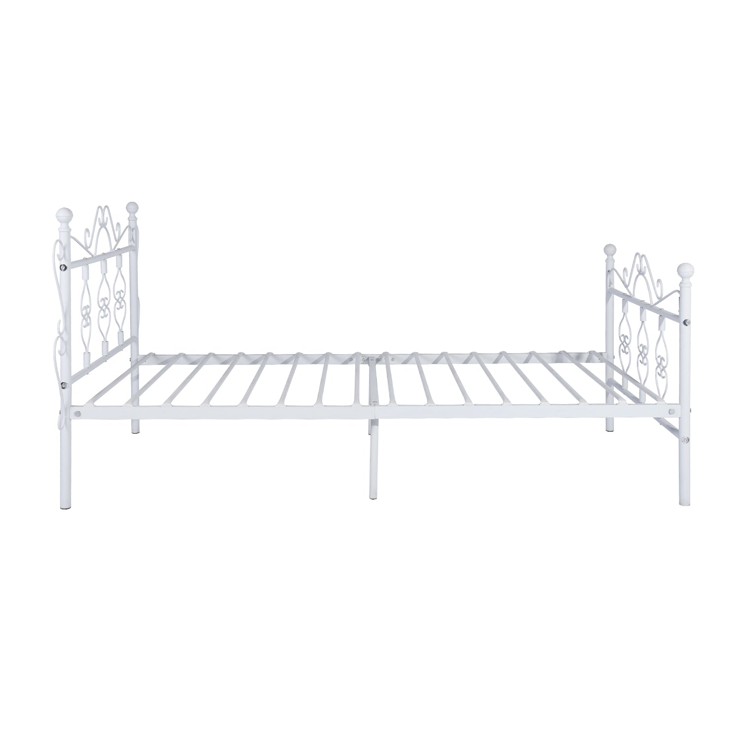 Homy Casa MIQUEL Single White Metal Bed Frame, Modern Iron Design