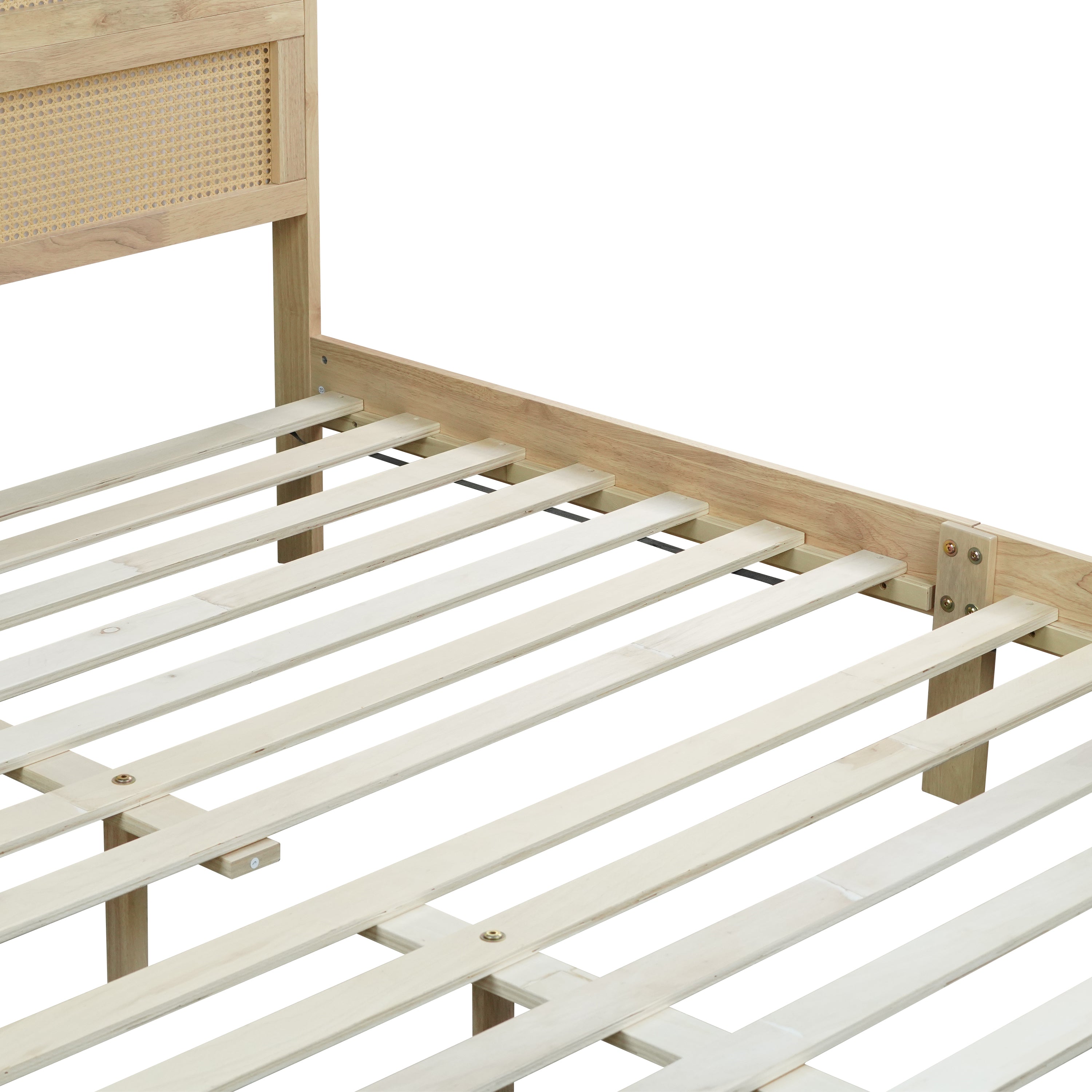 Elara Rubberwood King Size Bed with Rattan Headboard