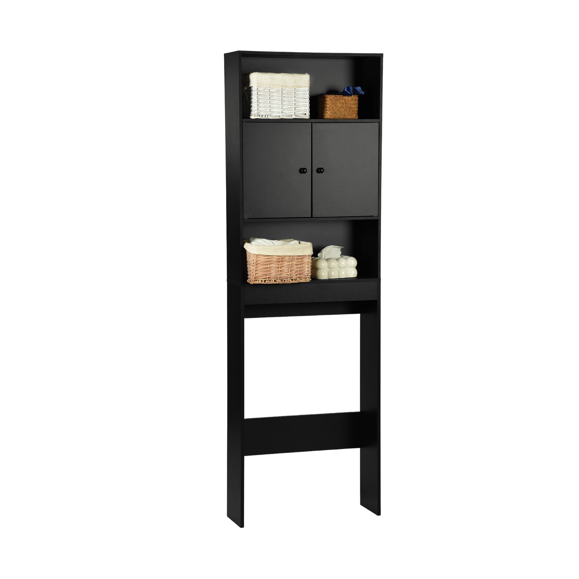 MOHG Over The Toilet Storage Cabinet with Open Shelves Bathroom Organizer Black
