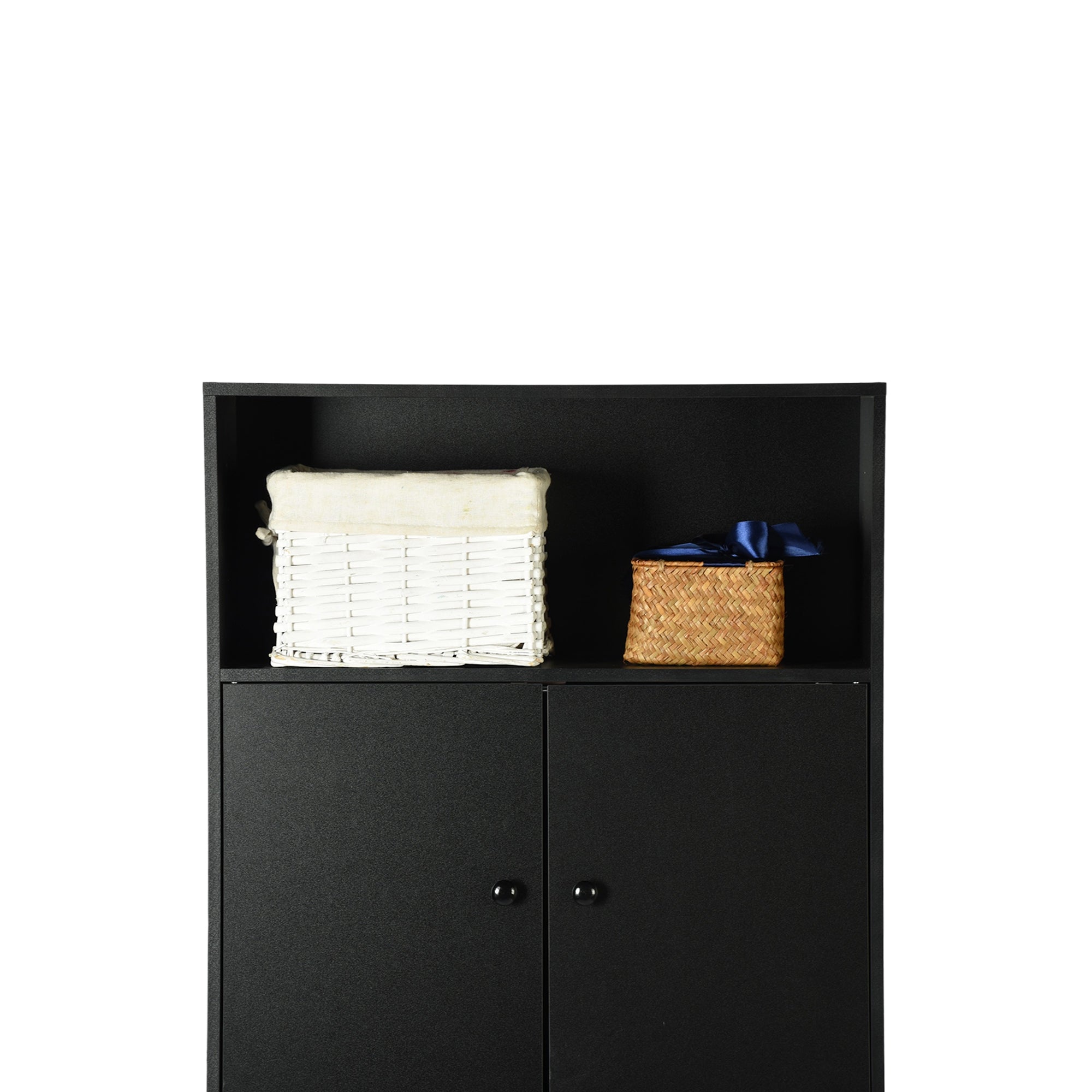 MOHG Over The Toilet Storage Cabinet with Open Shelves Bathroom Organizer Black