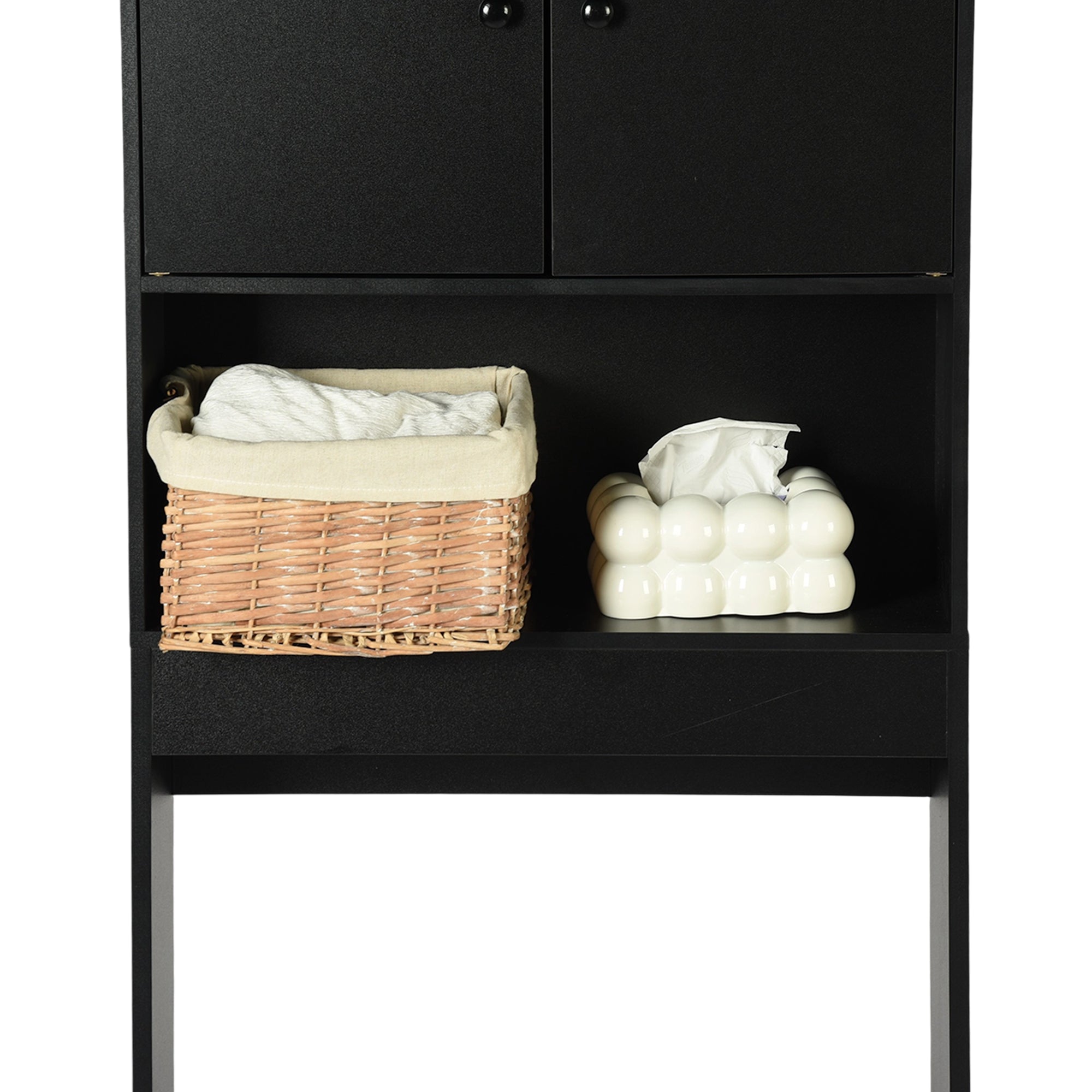 MOHG Over The Toilet Storage Cabinet with Open Shelves Bathroom Organizer Black