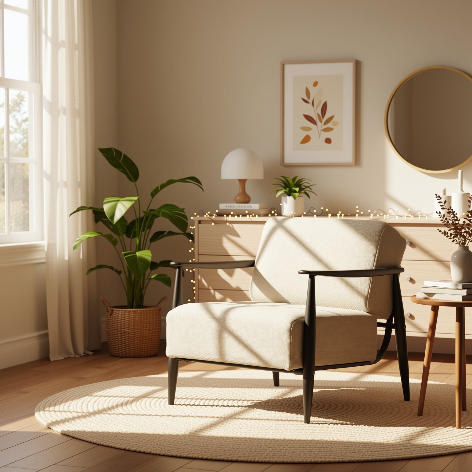 Homy Casa Molica Accent Chair 28" Upholstered Armchair with Solid Wood Arms in Espresso