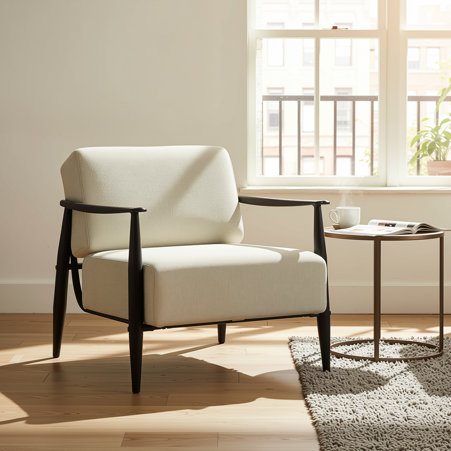 Homy Casa Molica 2 Piece Accent Chair Upholstered Spring Armchair with Solid Wood Arms