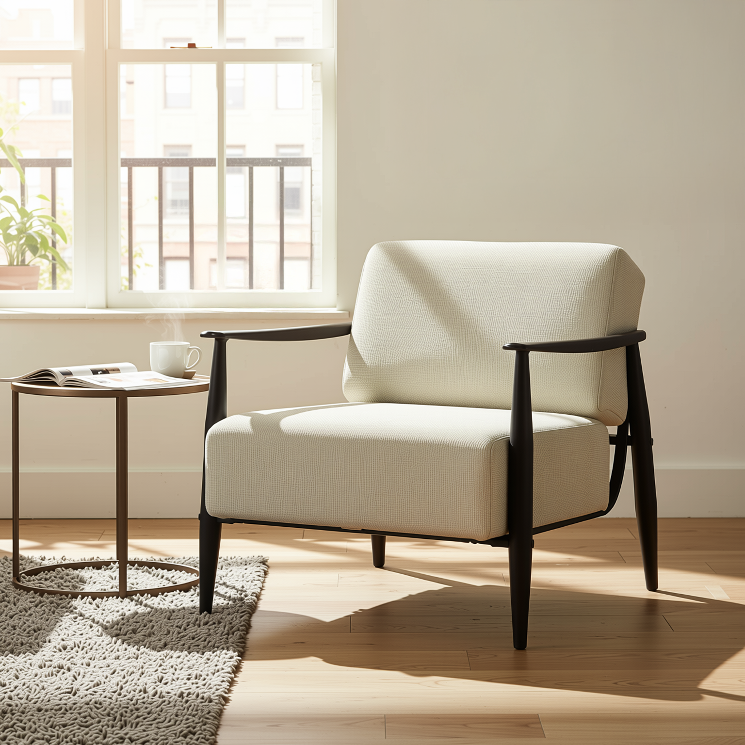 Homy Casa Molica 2 Piece Accent Chair Upholstered Spring Armchair with Solid Wood Arms