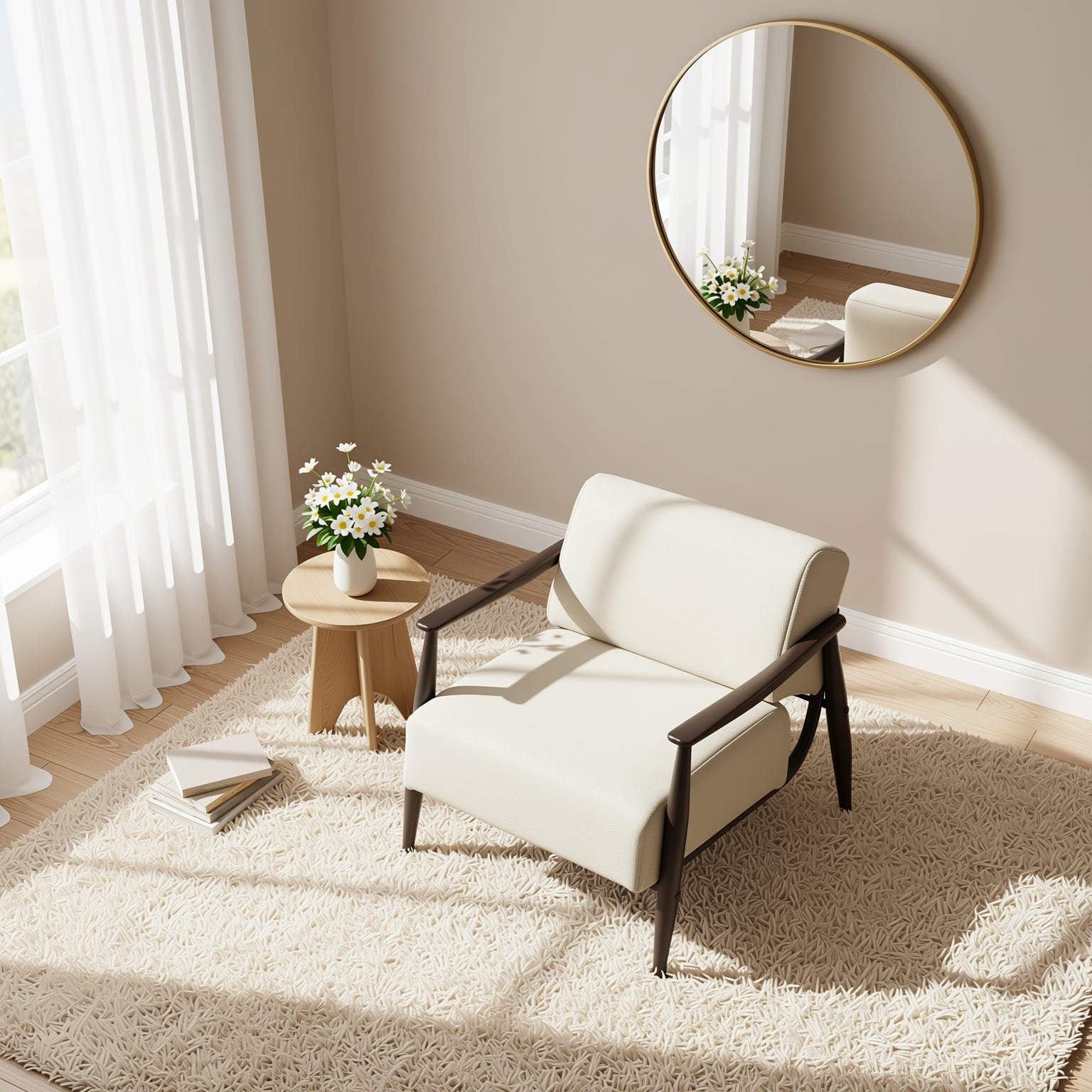 Homy Casa Molica 2 Piece Accent Chair Upholstered Spring Armchair with Solid Wood Arms