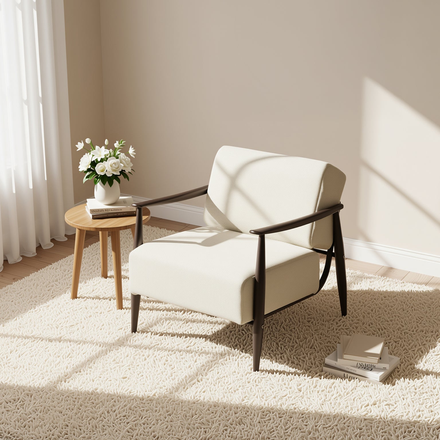 Homy Casa Molica 2 Piece Accent Chair Upholstered Spring Armchair with Solid Wood Arms
