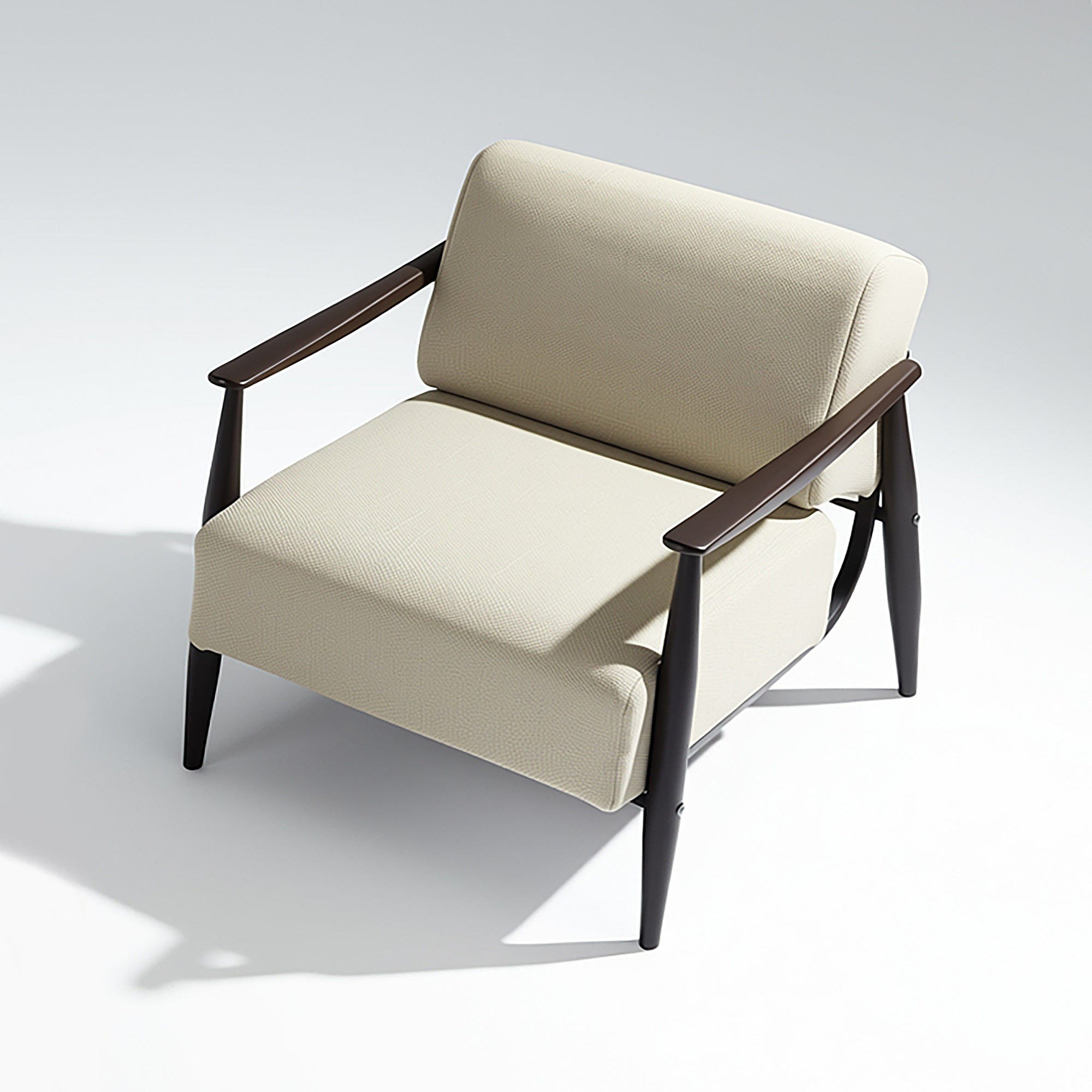 Homy Casa Molica Accent Chair 28" Upholstered Armchair with Solid Wood Arms in Espresso