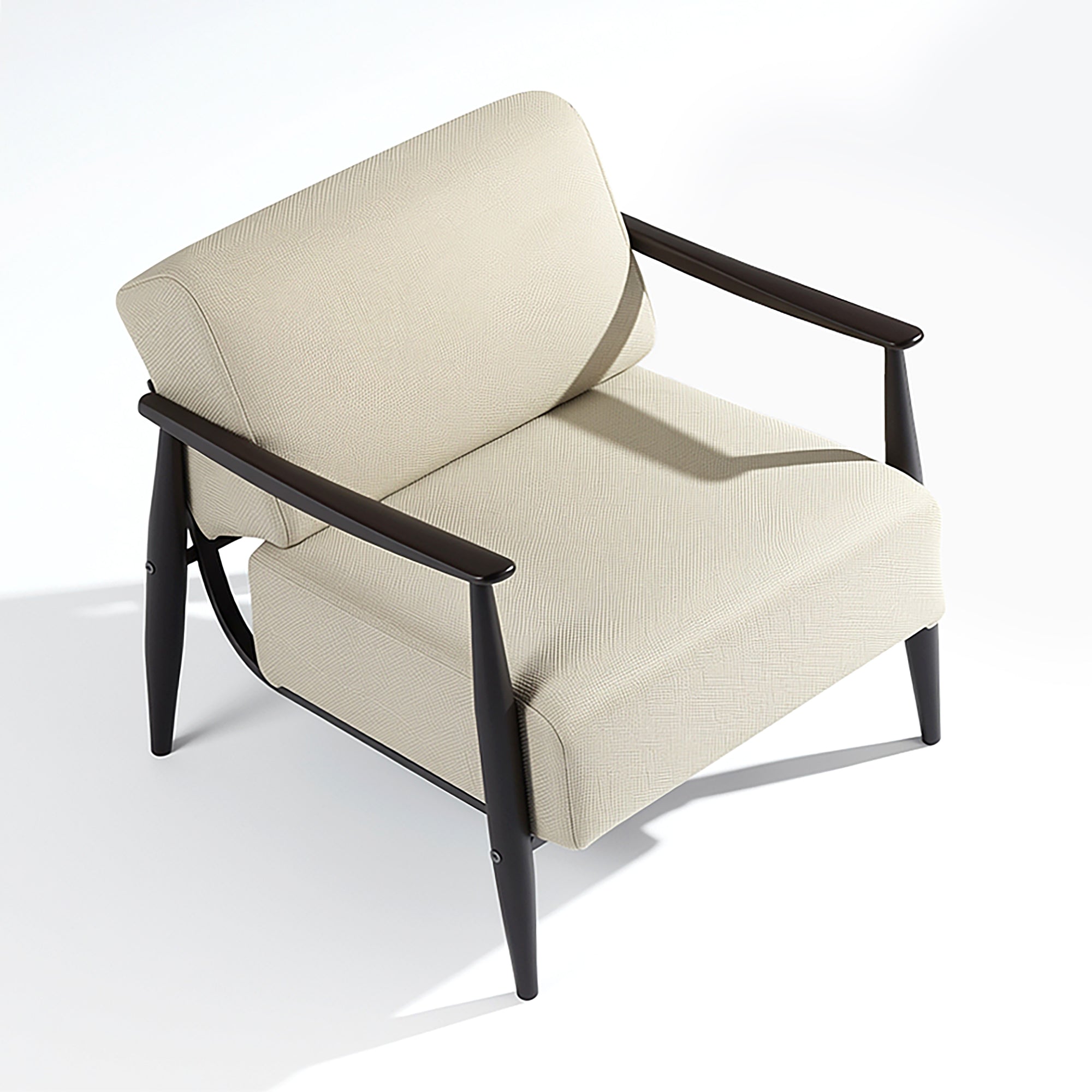 Homy Casa Molica Accent Chair 28" Upholstered Armchair with Solid Wood Arms in Espresso