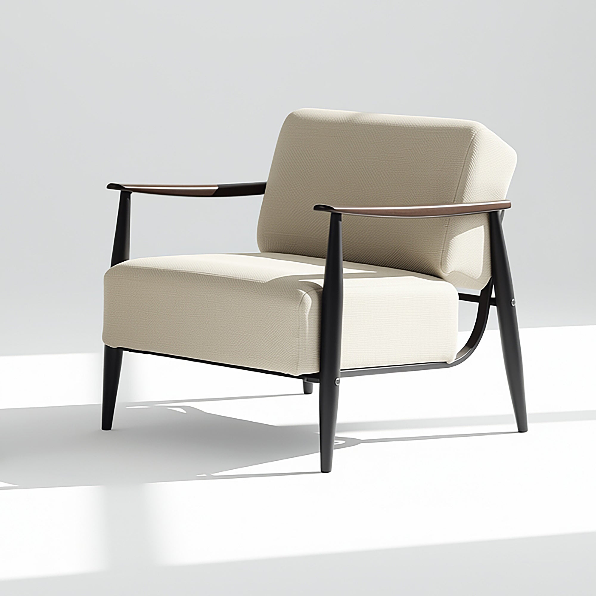 Homy Casa Molica Accent Chair 28" Upholstered Armchair with Solid Wood Arms in Espresso