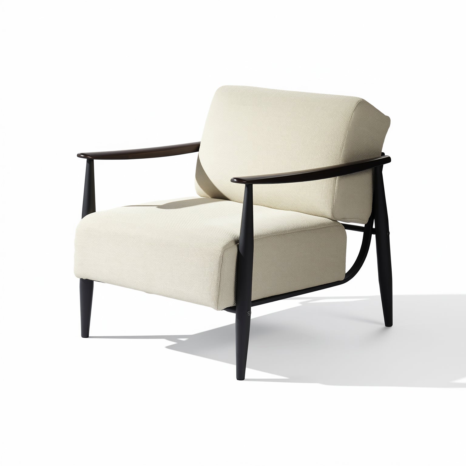 Homy Casa Molica Accent Chair 28" Upholstered Armchair with Solid Wood Arms in Espresso