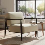 MOLICA 27.95" Classic Fabric Sofa with Wood Arms and Support