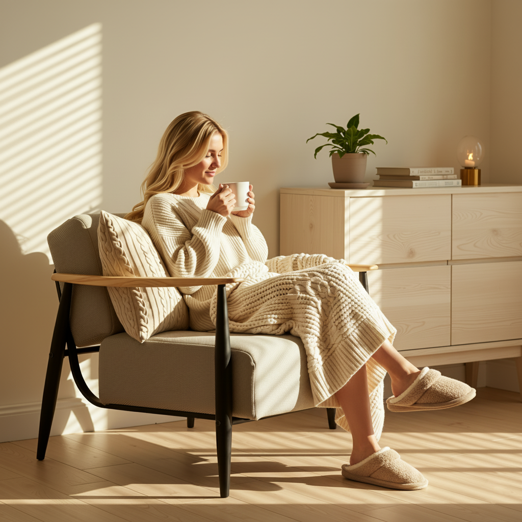 Homy Casa Molica Accent Chair 28" Upholstered Armchair with Solid Wood Arms in Oak