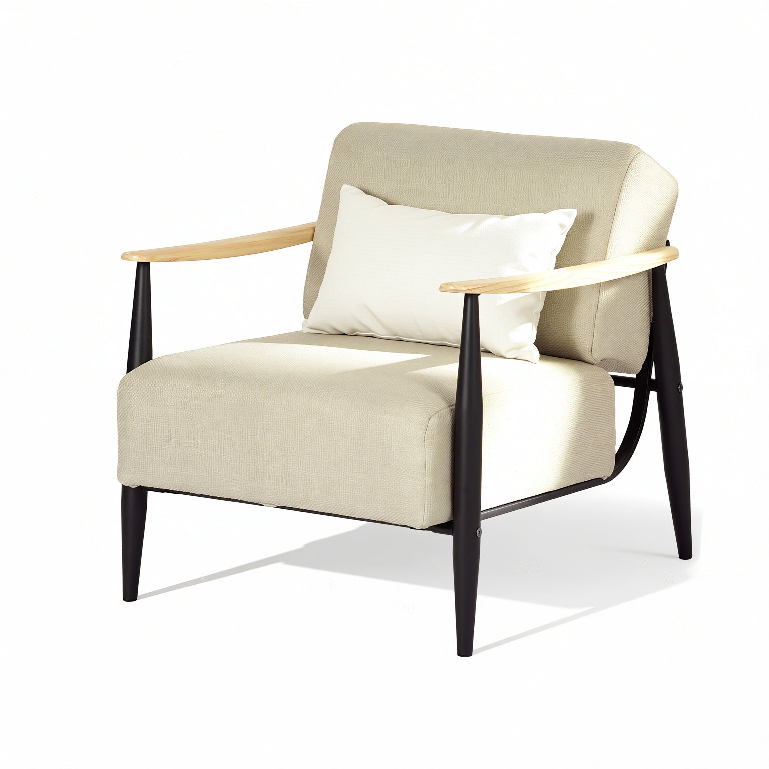 Homy Casa Molica Accent Chair 28" Upholstered Armchair with Solid Wood Arms in Oak