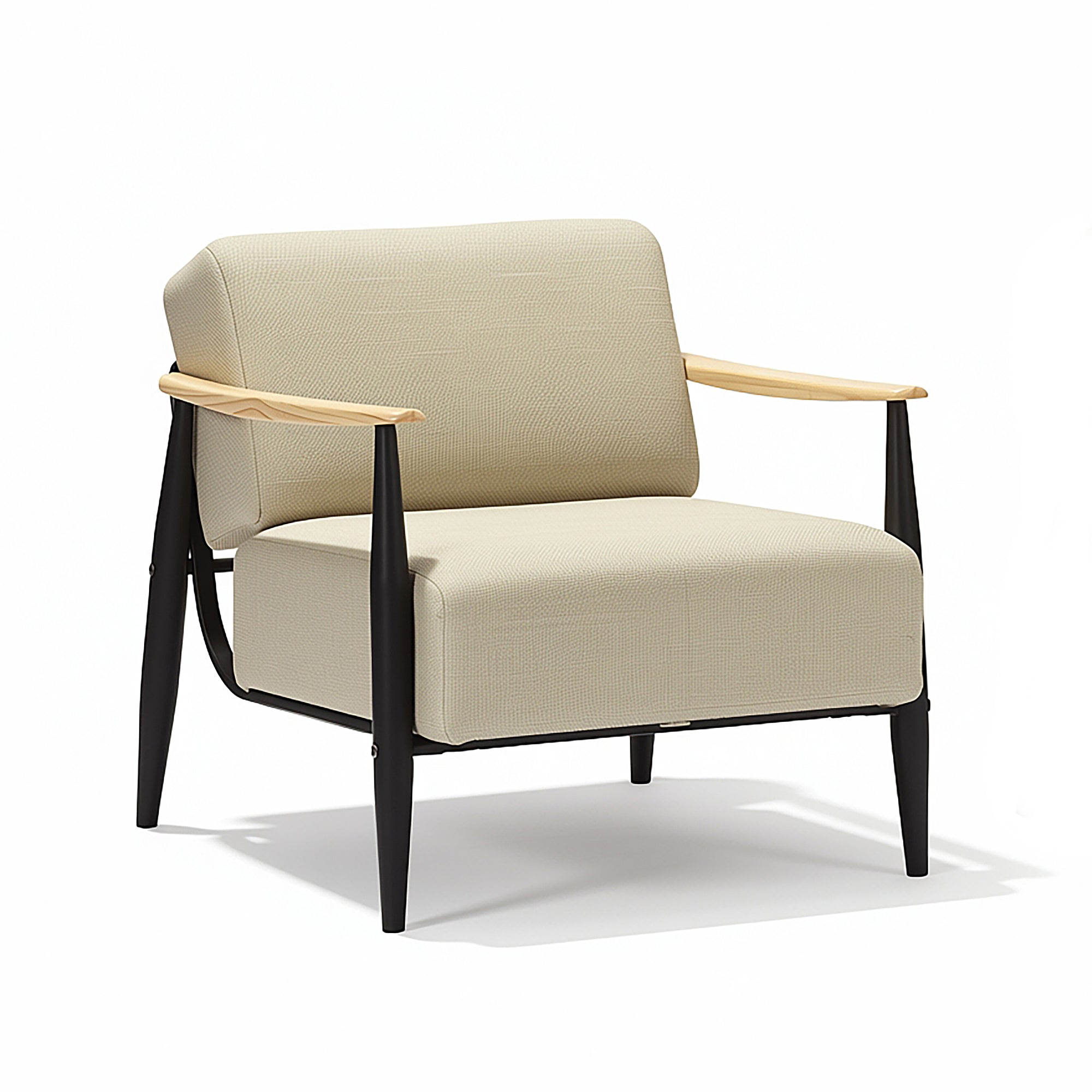 Homy Casa Molica Accent Chair 28" Upholstered Armchair with Solid Wood Arms in Oak