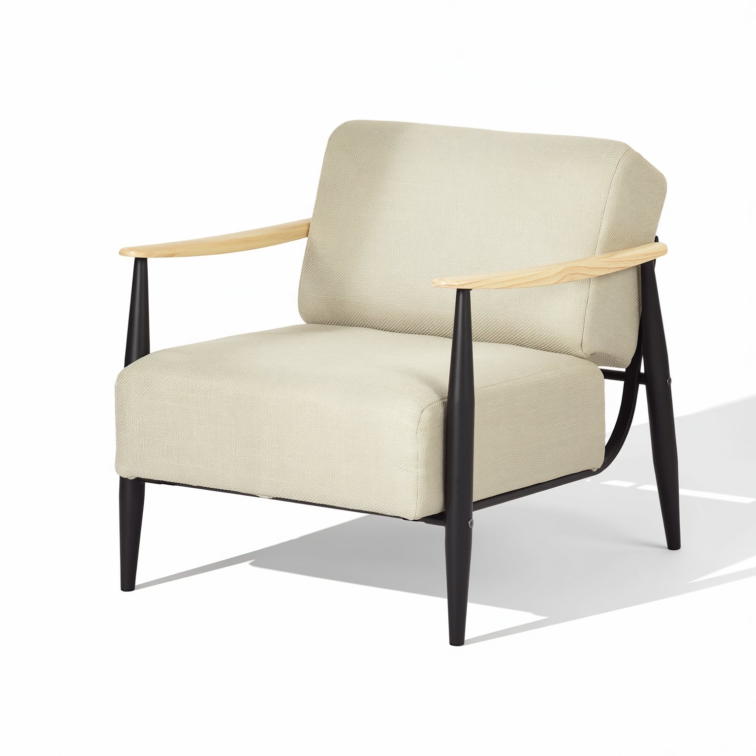 Homy Casa Molica Accent Chair 28" Upholstered Armchair with Solid Wood Arms in Oak