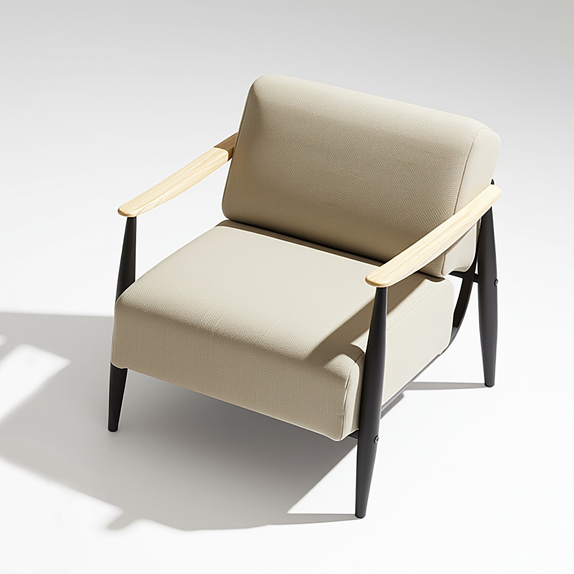 Homy Casa Molica Accent Chair Upholstered Spring Armchair with Solid Wood Arms in Oak Finish