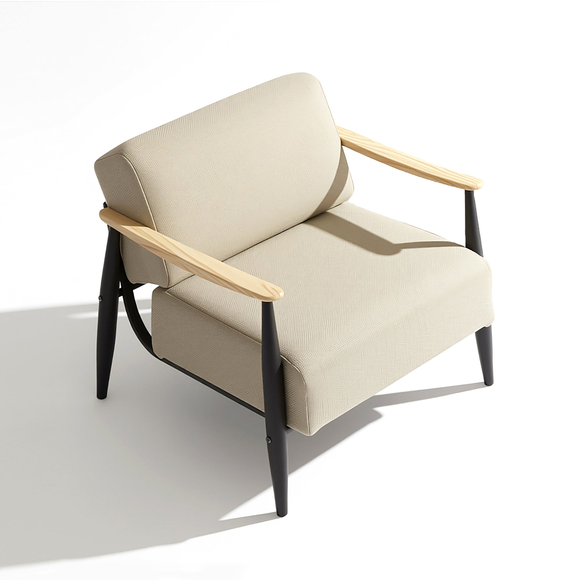 Homy Casa Molica Accent Chair 28" Upholstered Armchair with Solid Wood Arms in Oak