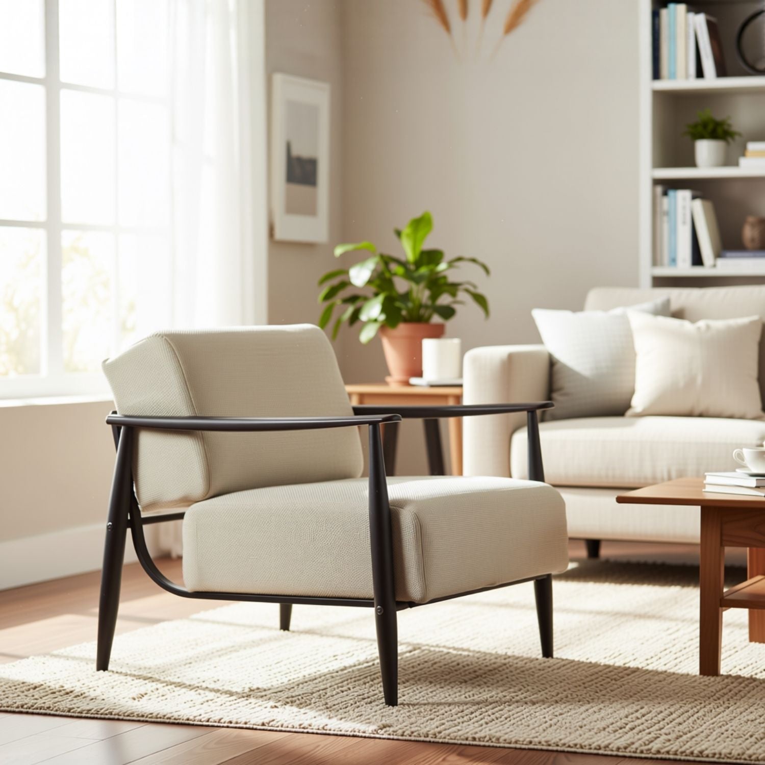 MOLICA 27.95" Classic Fabric Sofa with Wood Arms and Support