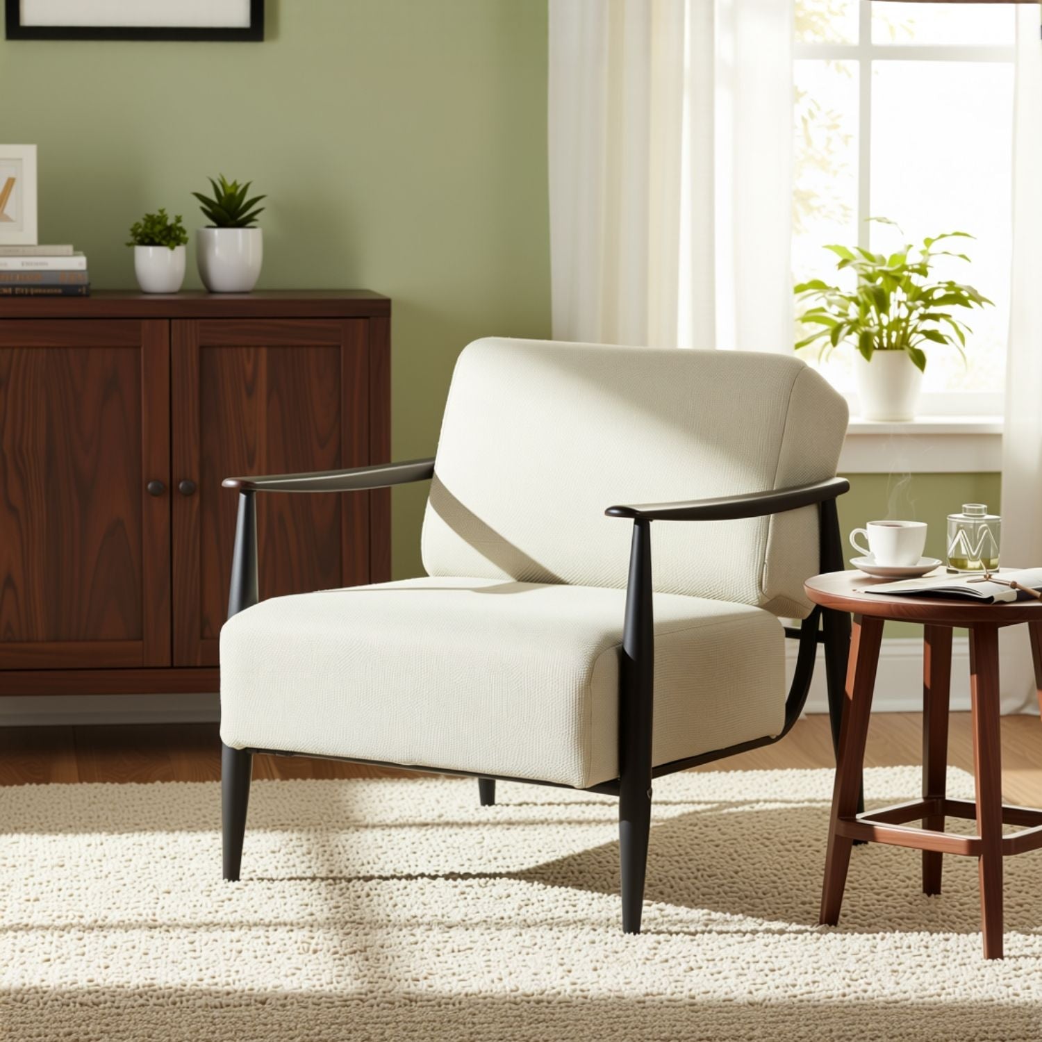 MOLICA 27.95" Classic Fabric Sofa with Wood Arms and Support