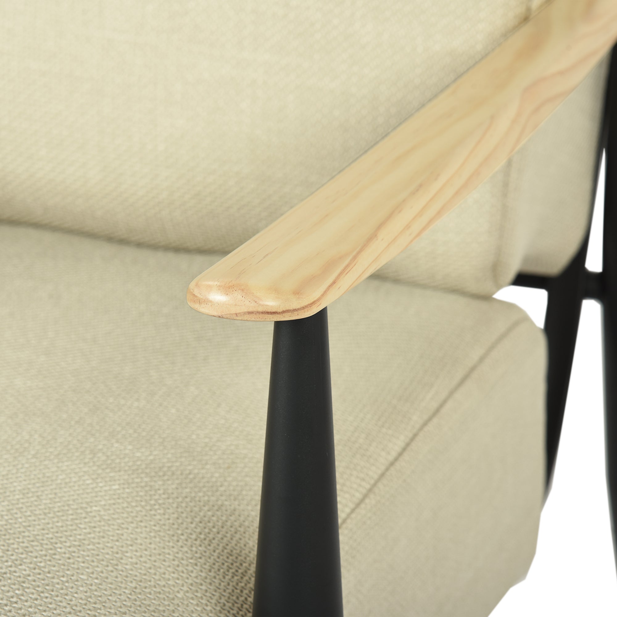 Homy Casa Molica Accent Chair Upholstered Spring Armchair with Solid Wood Arms in Oak Finish