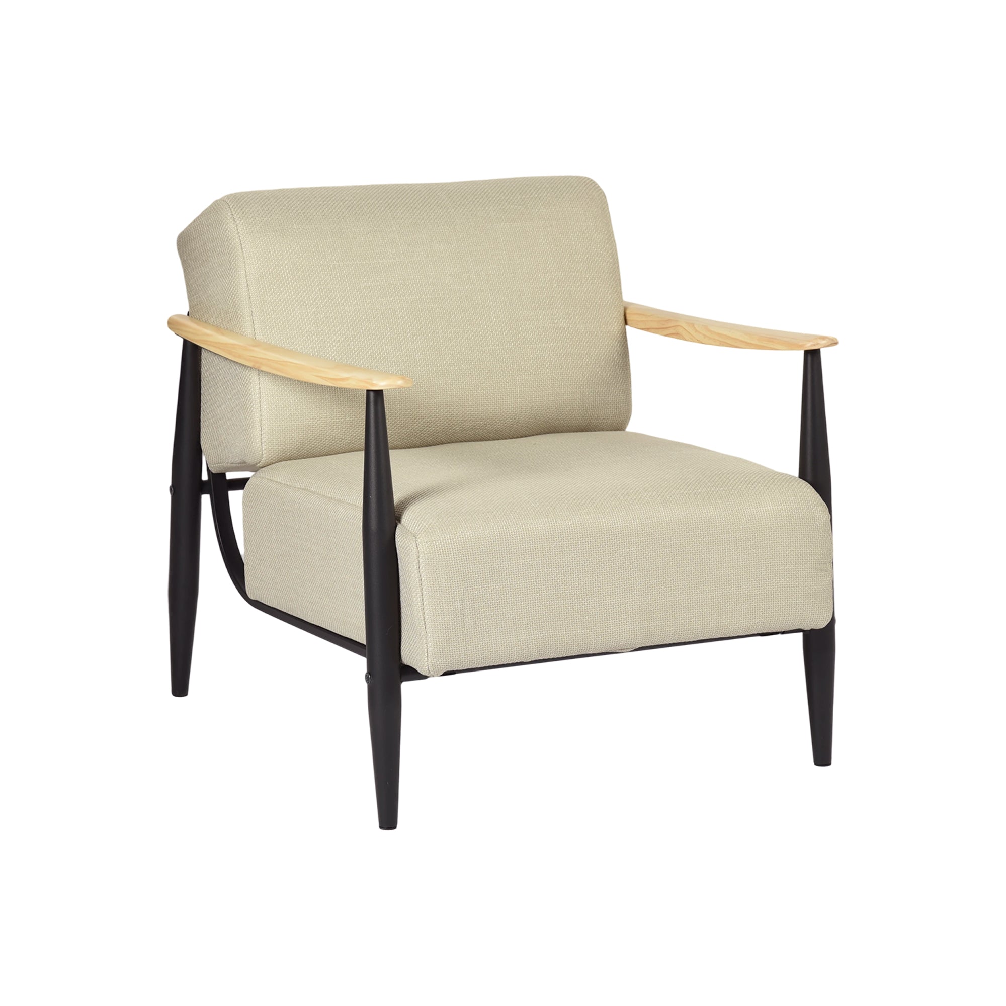 Homy Casa Molica Accent Chair 28" Upholstered Armchair with Solid Wood Arms in Oak