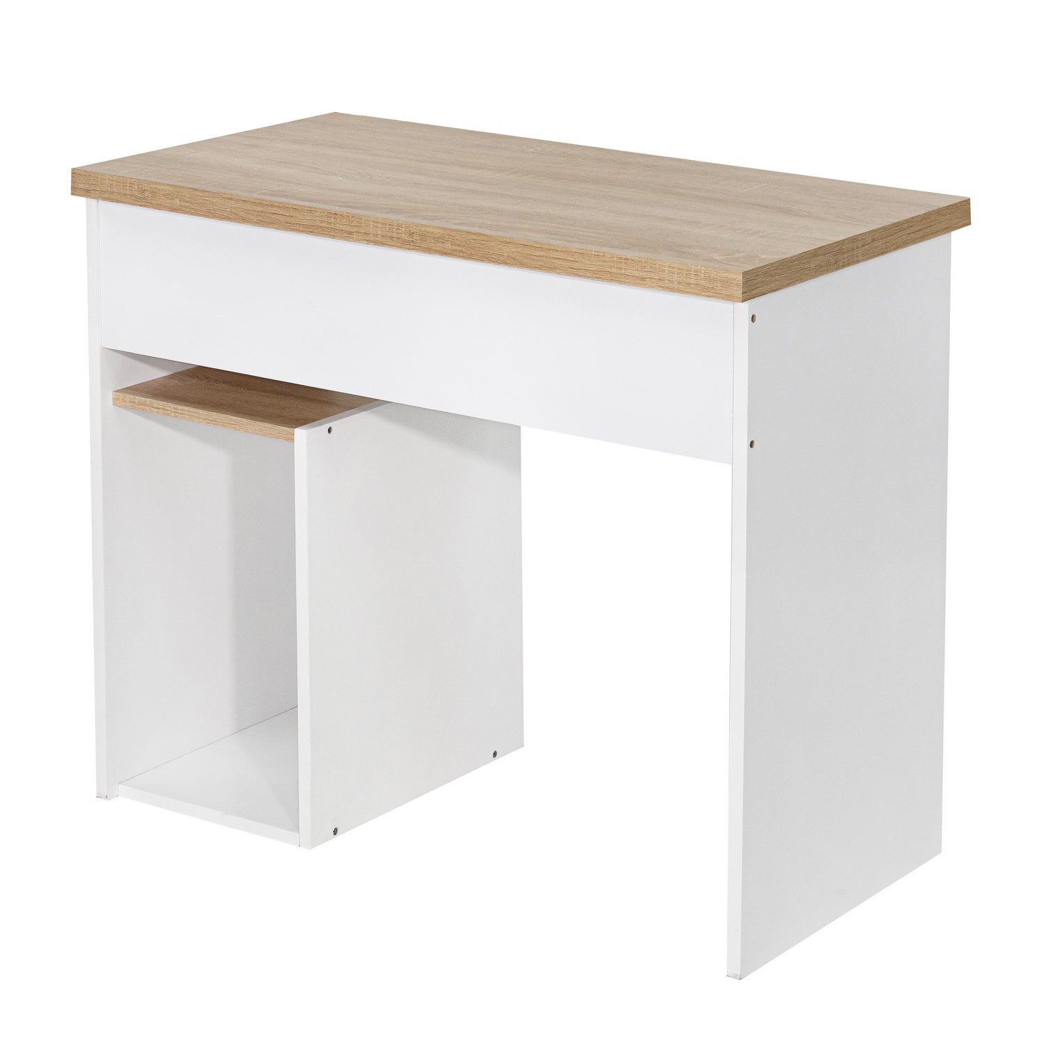 Homy Casa MONTES OAK WHITE Modern Desk for Home Office Workspace Open Box