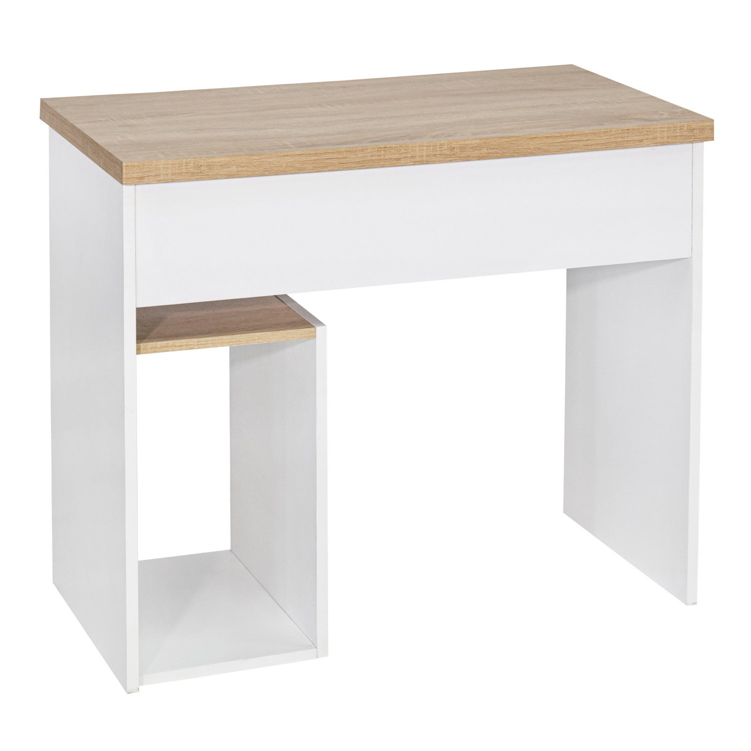 Homy Casa MONTES OAK WHITE Modern Desk for Home Office Workspace Open Box