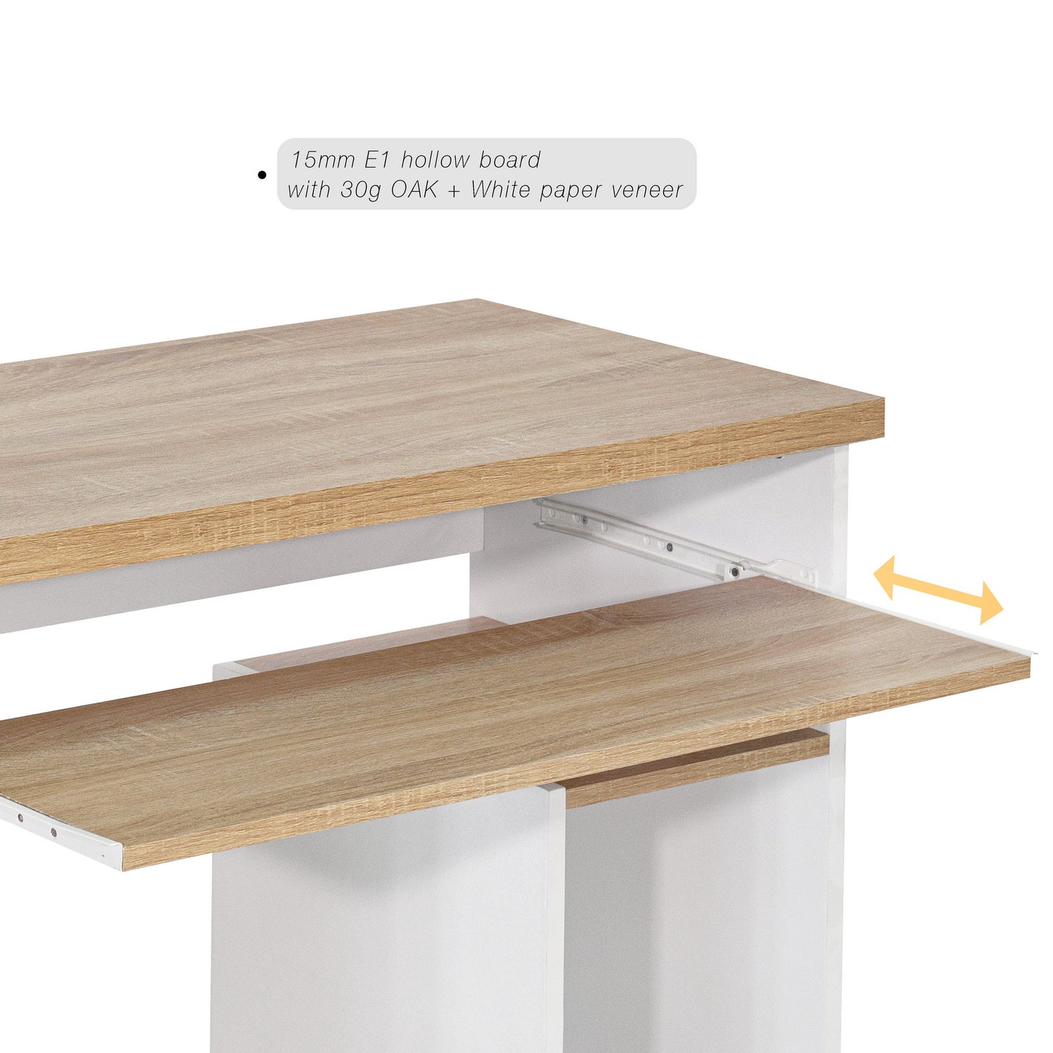 Homy Casa MONTES OAK WHITE Modern Desk for Home Office Workspace Open Box