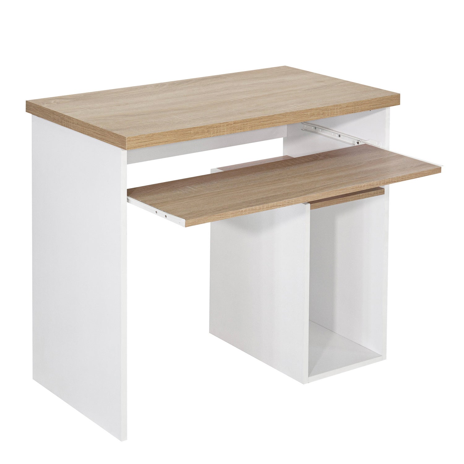 Homy Casa MONTES OAK WHITE Modern Desk for Home Office Workspace Open Box